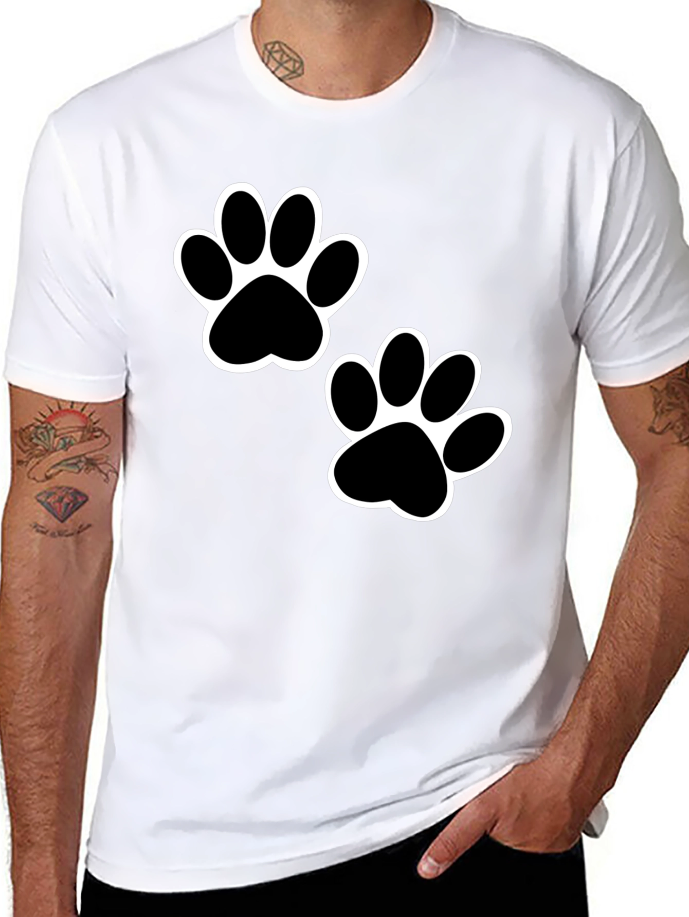 Black Paw Print T-Shirt - Casual Cotton Tee