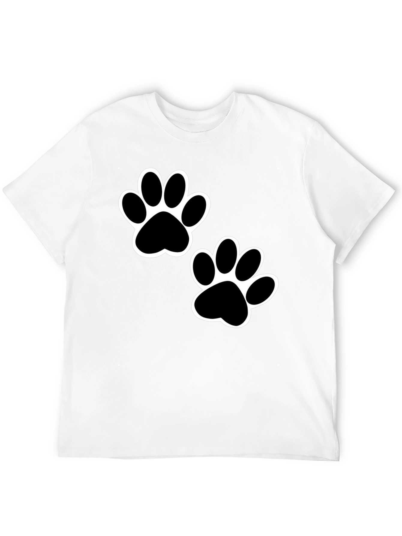 Black Paw Print T-Shirt - Casual Cotton Tee