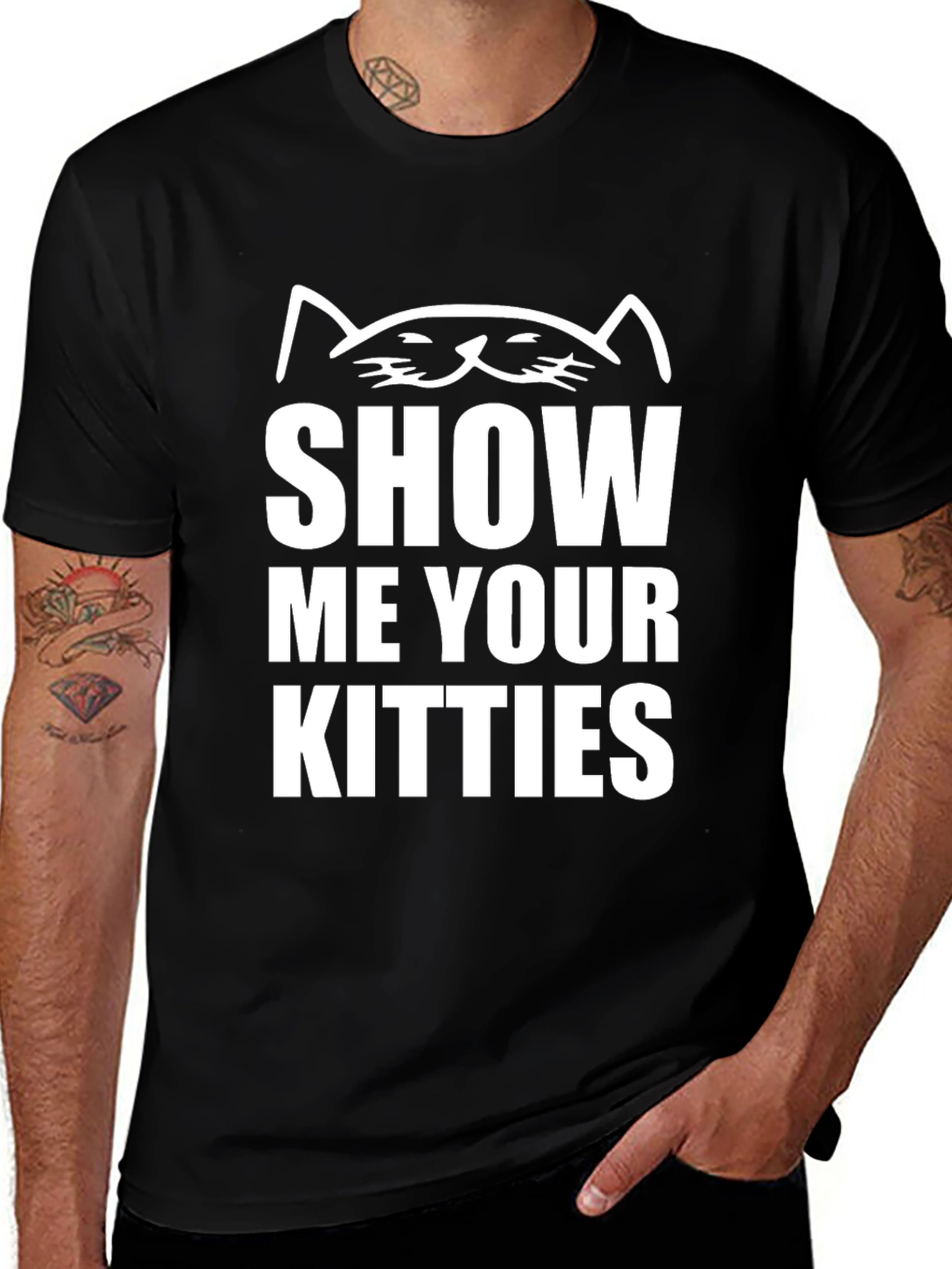 Show Me Your Kitties Black Novelty T-Shirt