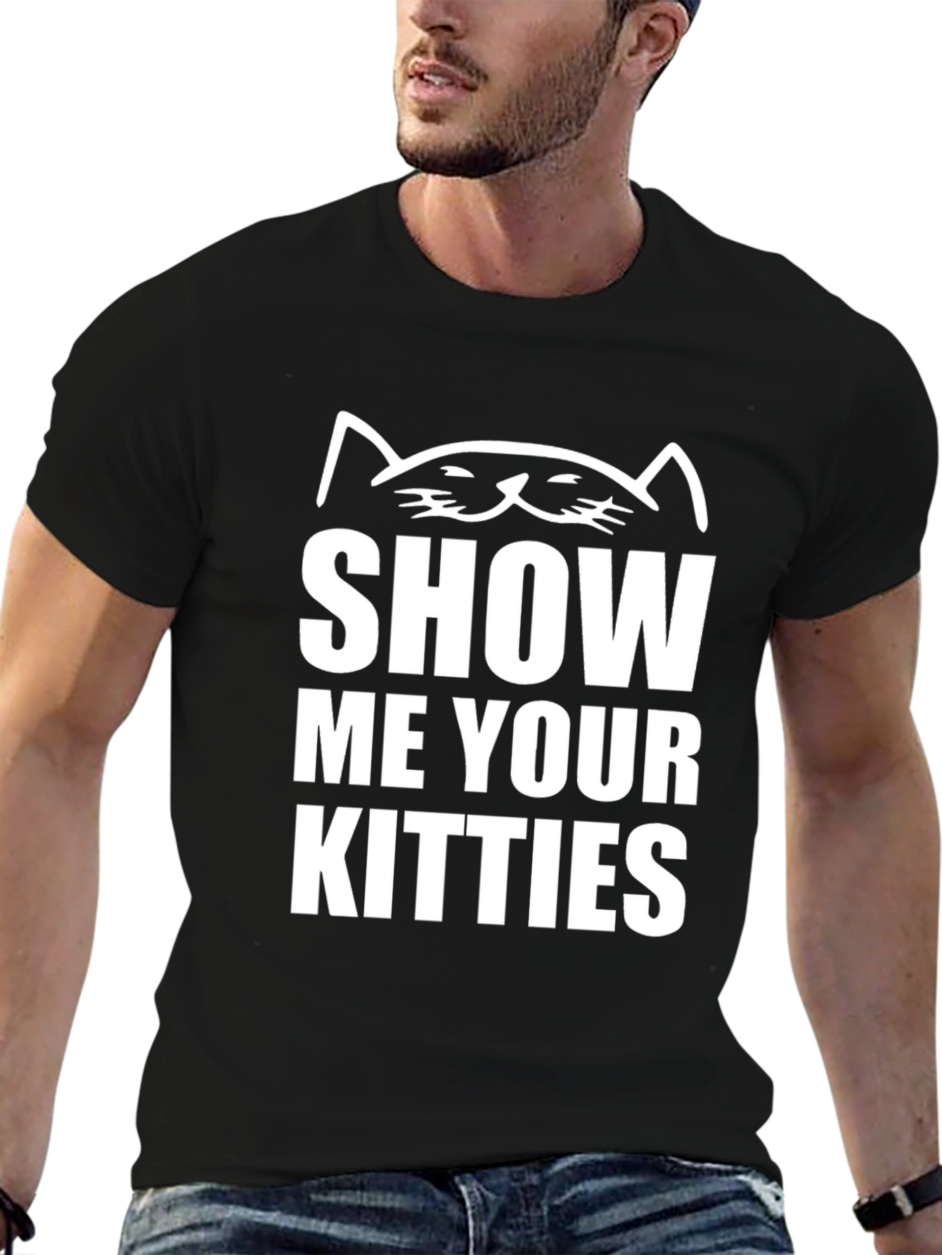 Show Me Your Kitties Black Novelty T-Shirt