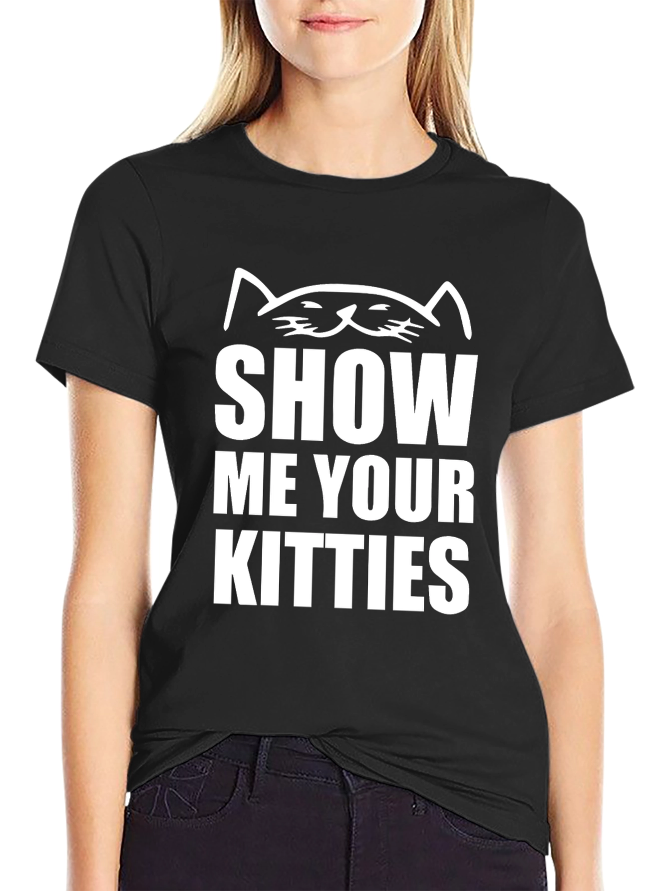 Show Me Your Kitties Black Novelty T-Shirt
