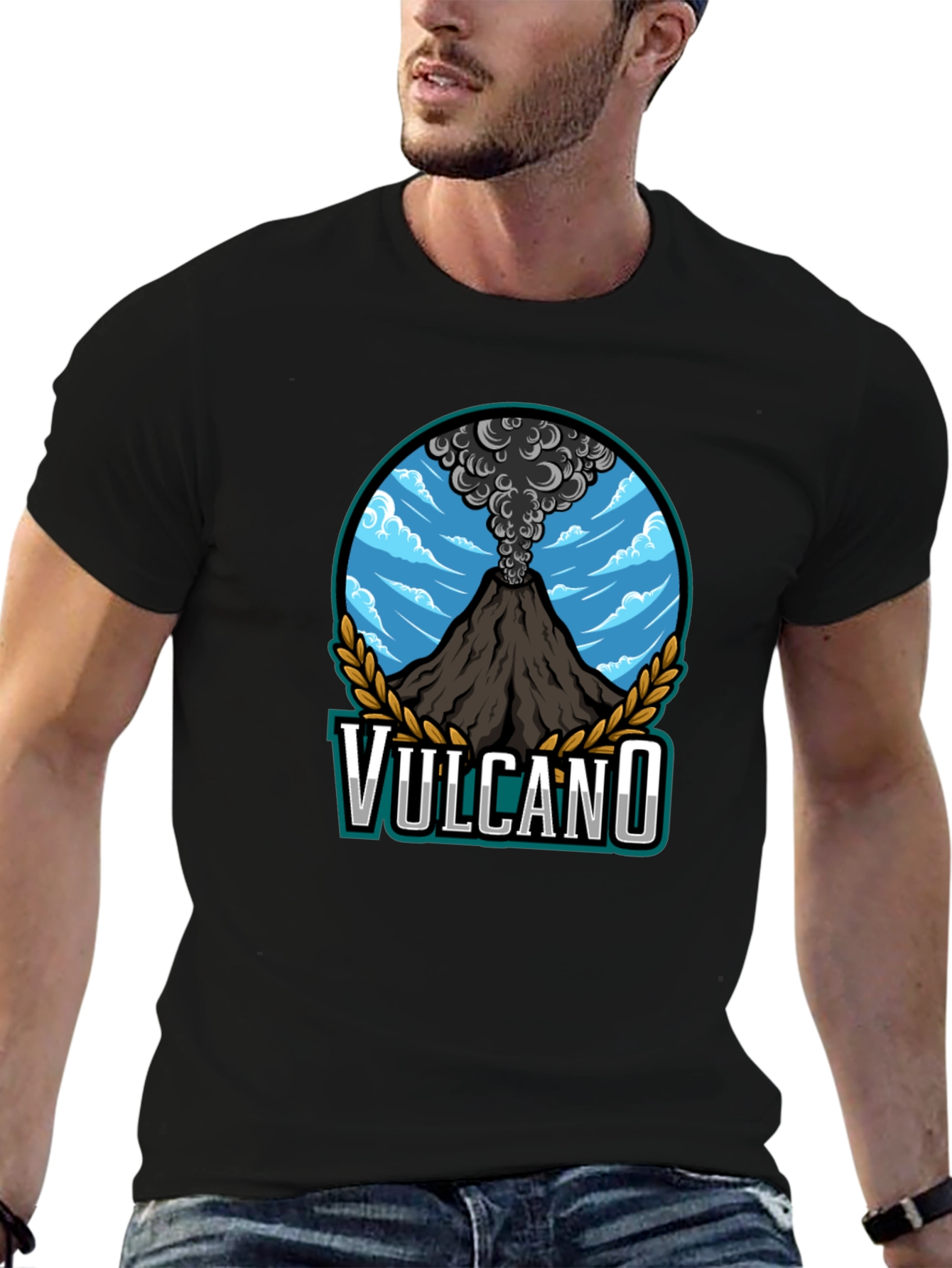 Volcano Graphic T-Shirt - Mens Black Tee