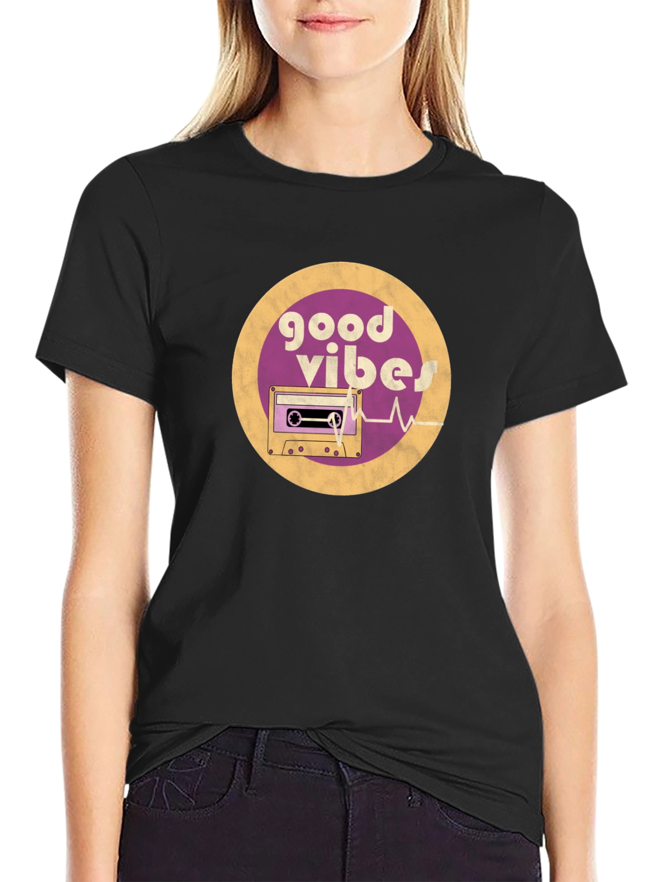 Good Vibes Cassette Tape Graphic Tee - Retro Style