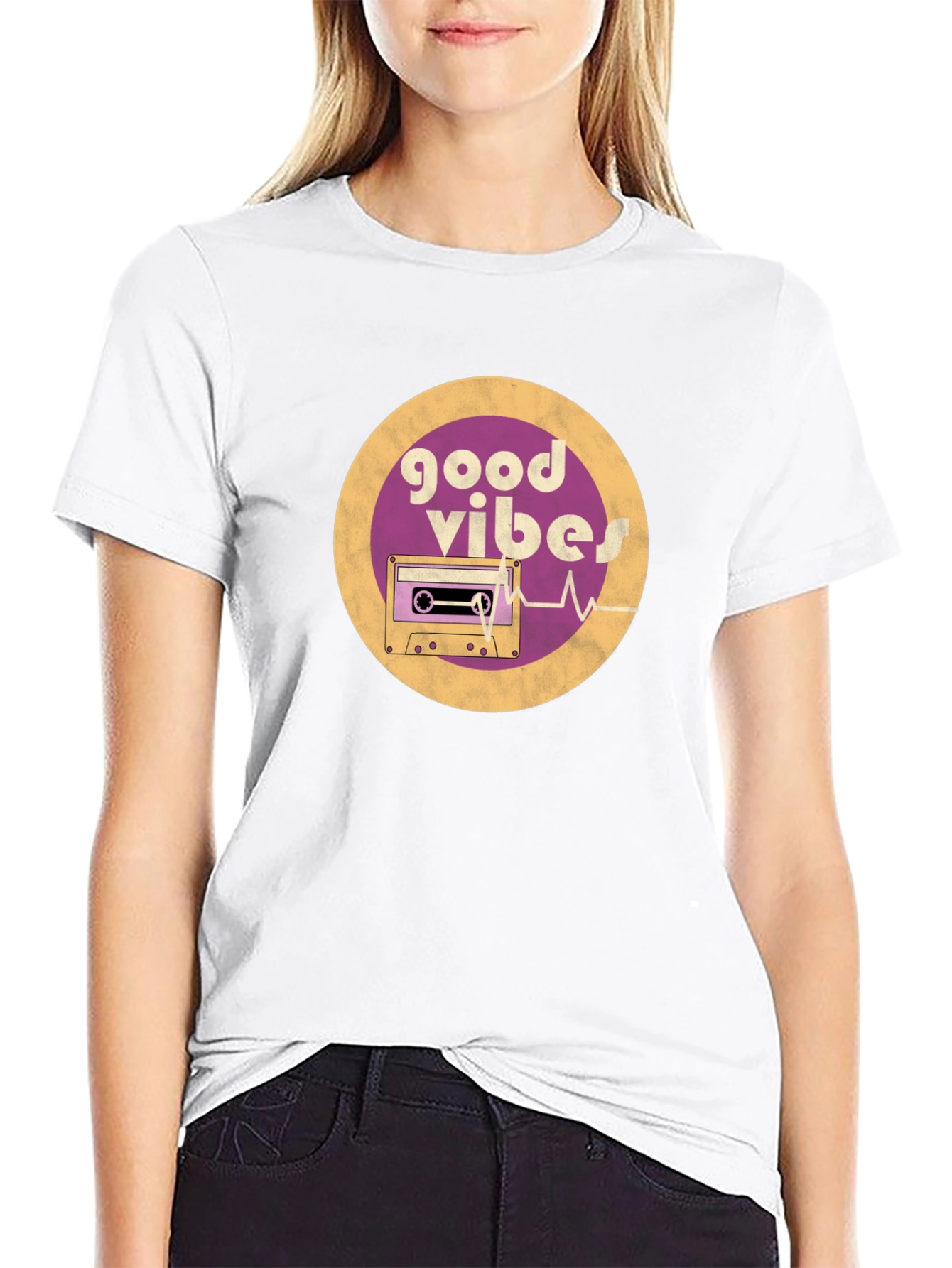Good Vibes Cassette Tape Graphic Tee - Retro Style