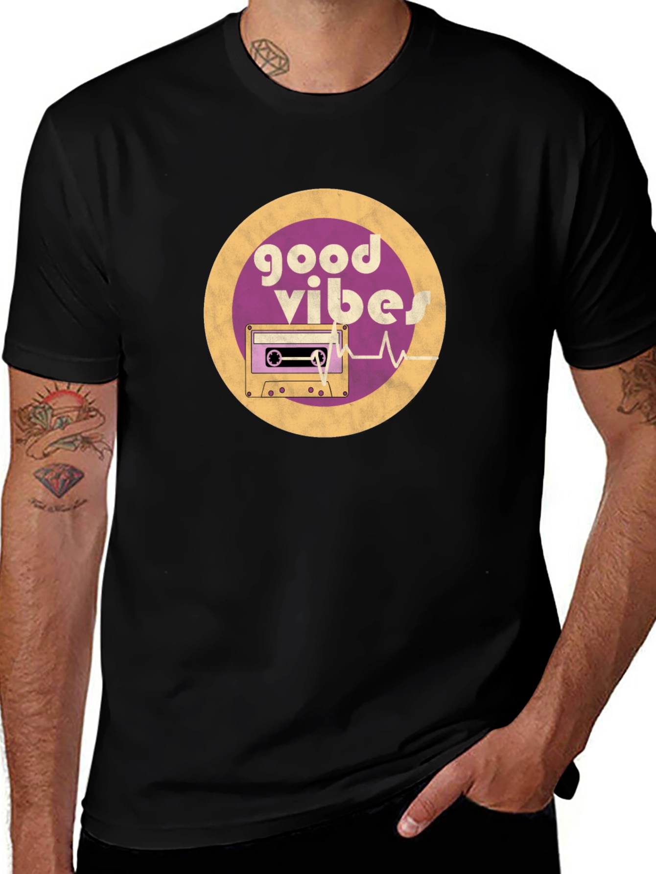 Good Vibes Cassette Tape Graphic Tee - Retro Style