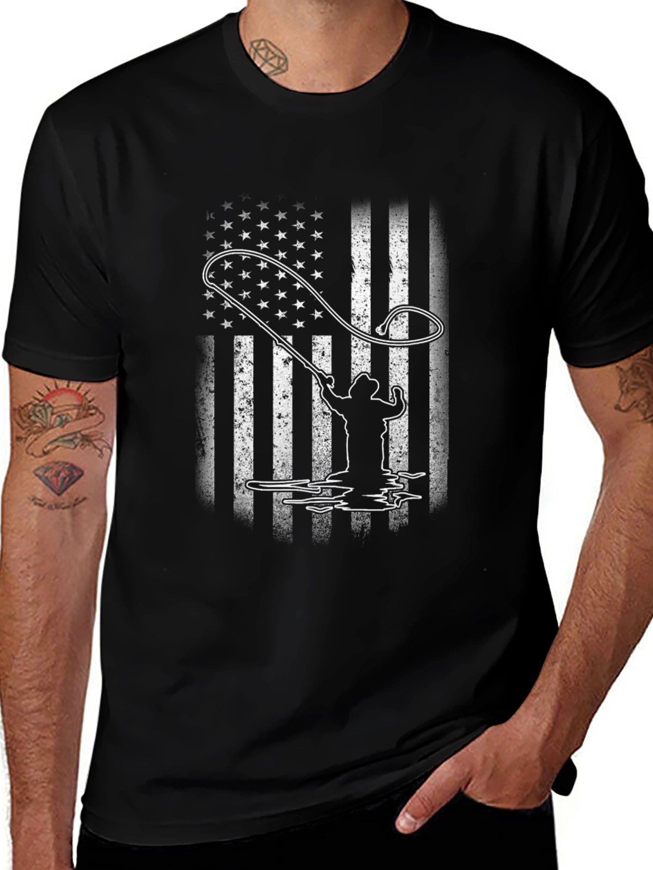 American Flag Fly Fishing T-Shirt