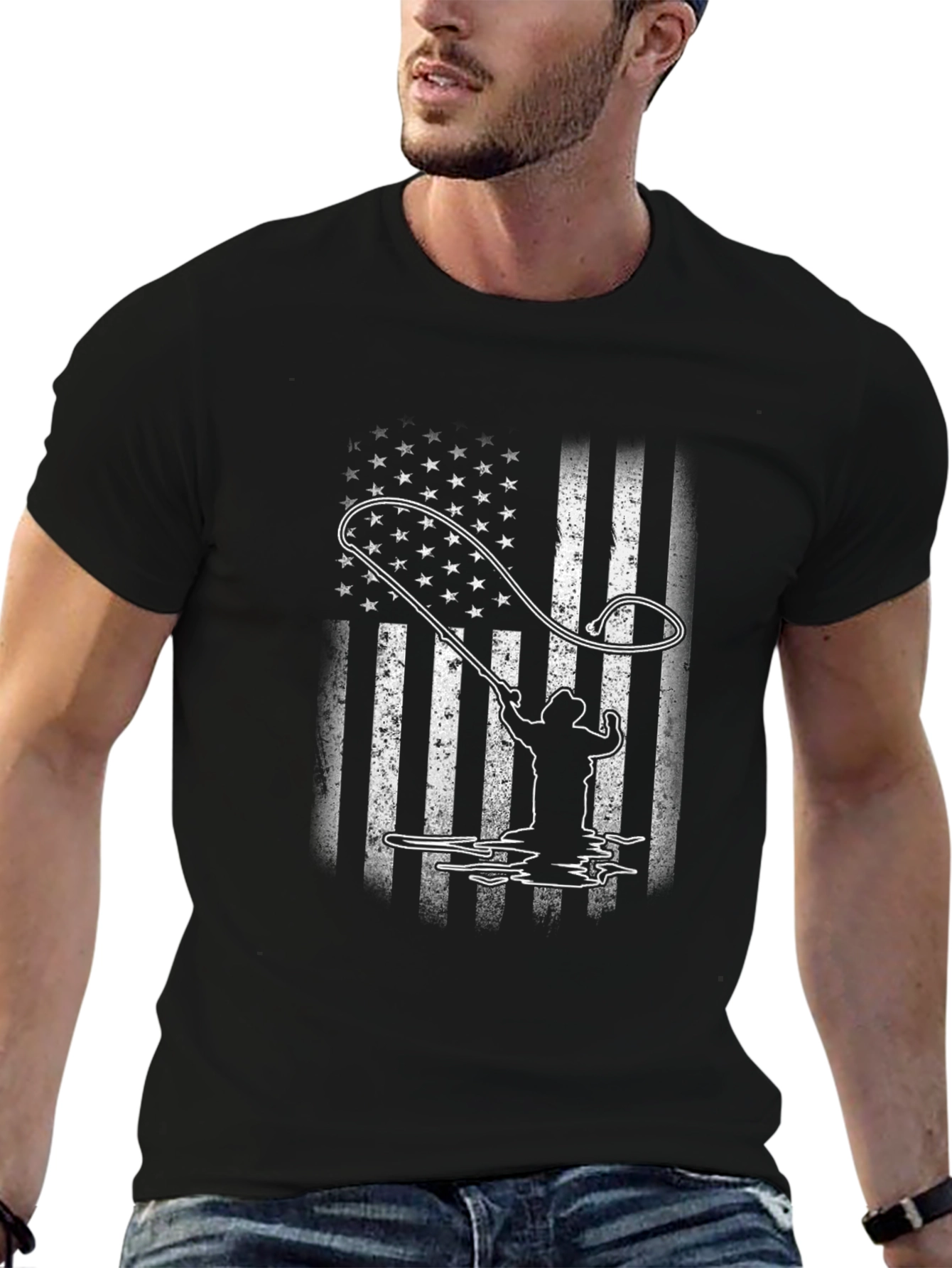 American Flag Fly Fishing T-Shirt