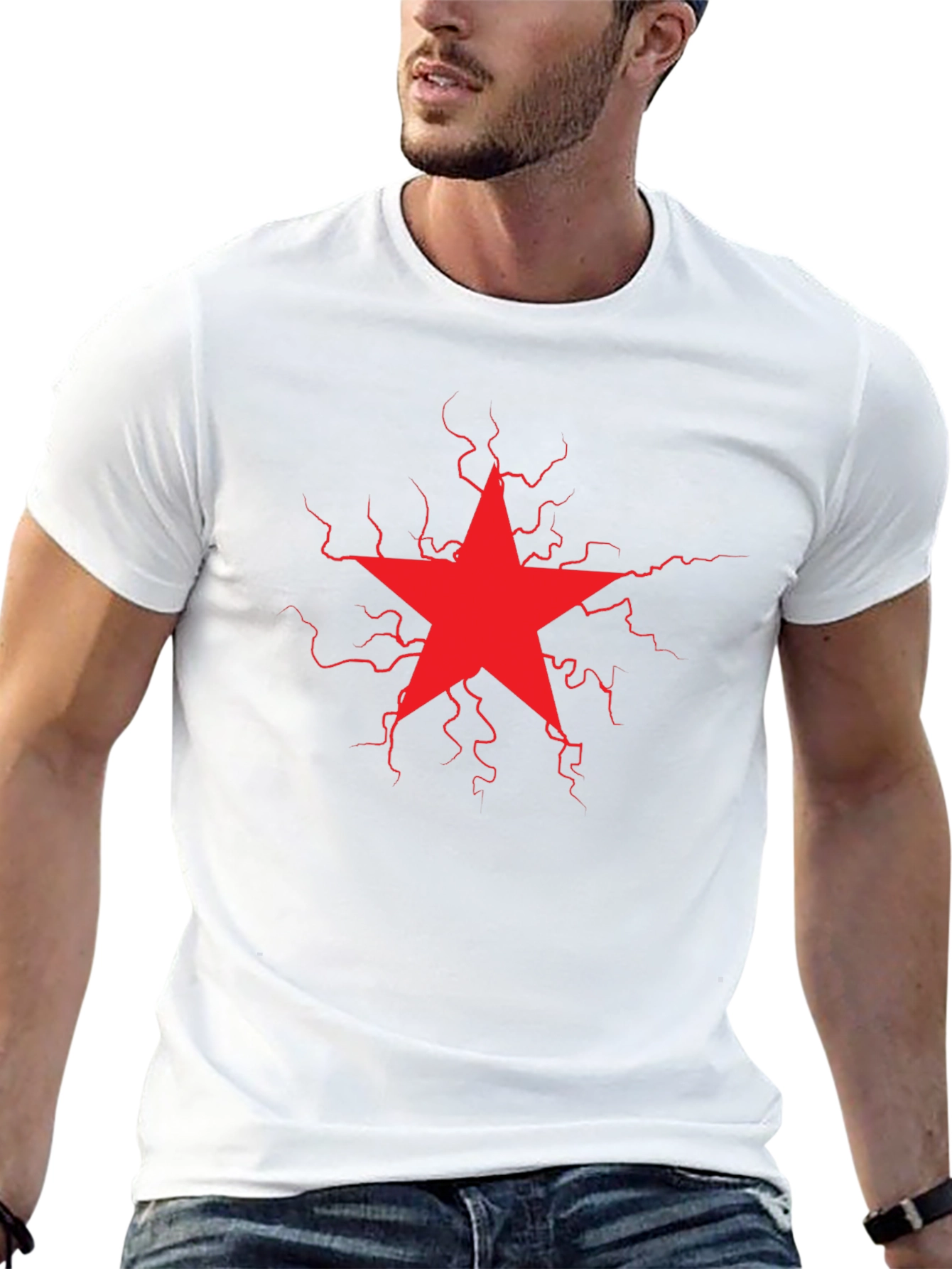 Red Star Lightning Bolt Graphic Tee