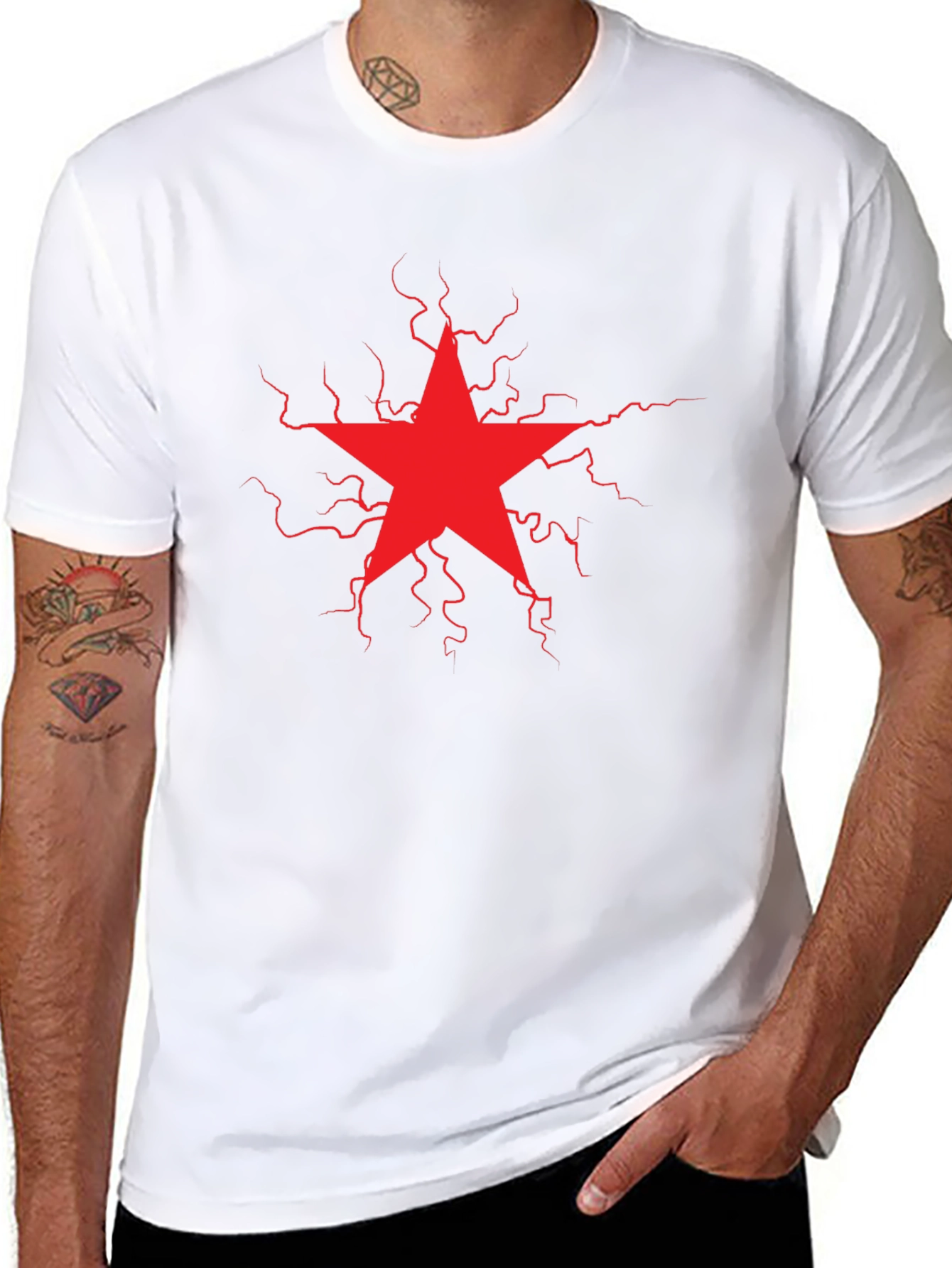 Red Star Lightning Bolt Graphic Tee