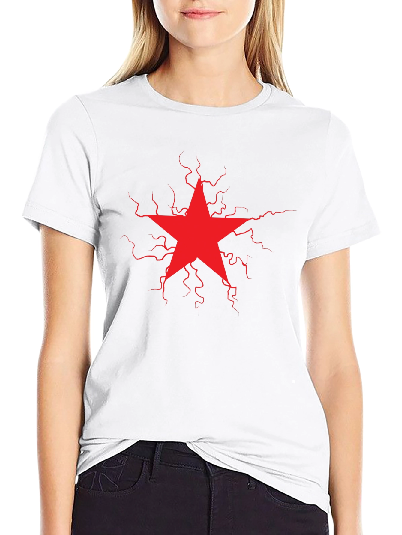 Red Star Lightning Bolt Graphic Tee