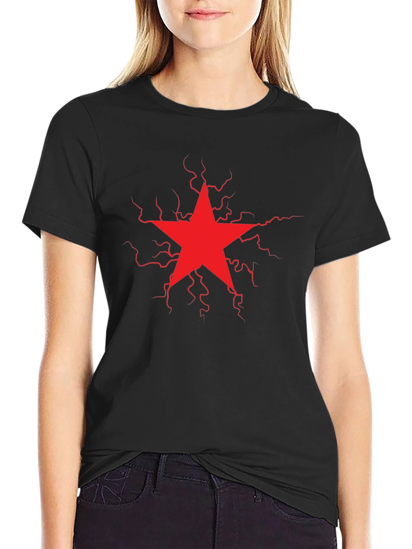 Red Star Lightning Bolt Graphic Tee