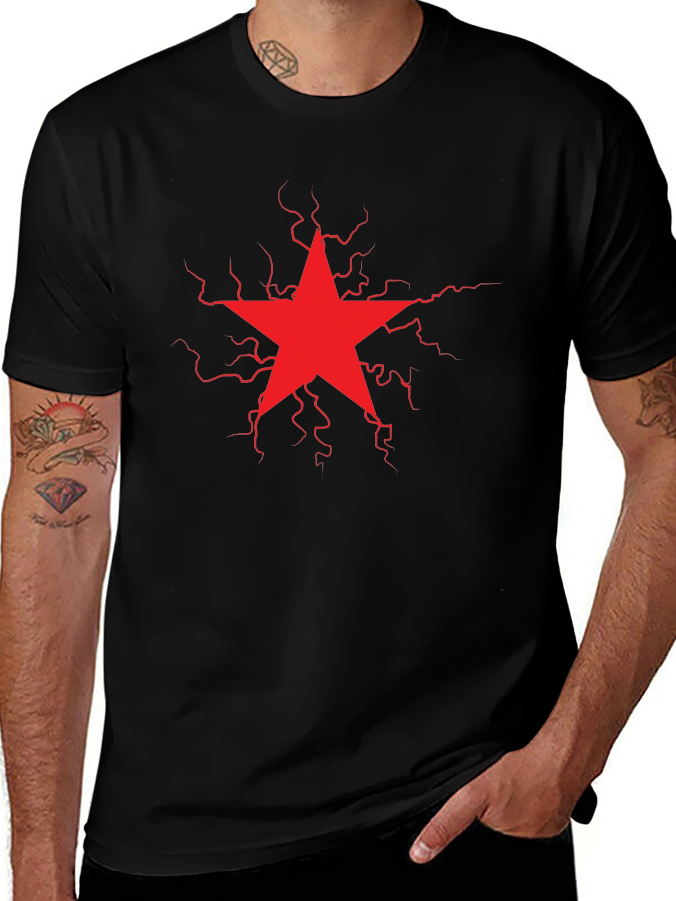 Red Star Lightning Bolt Graphic Tee