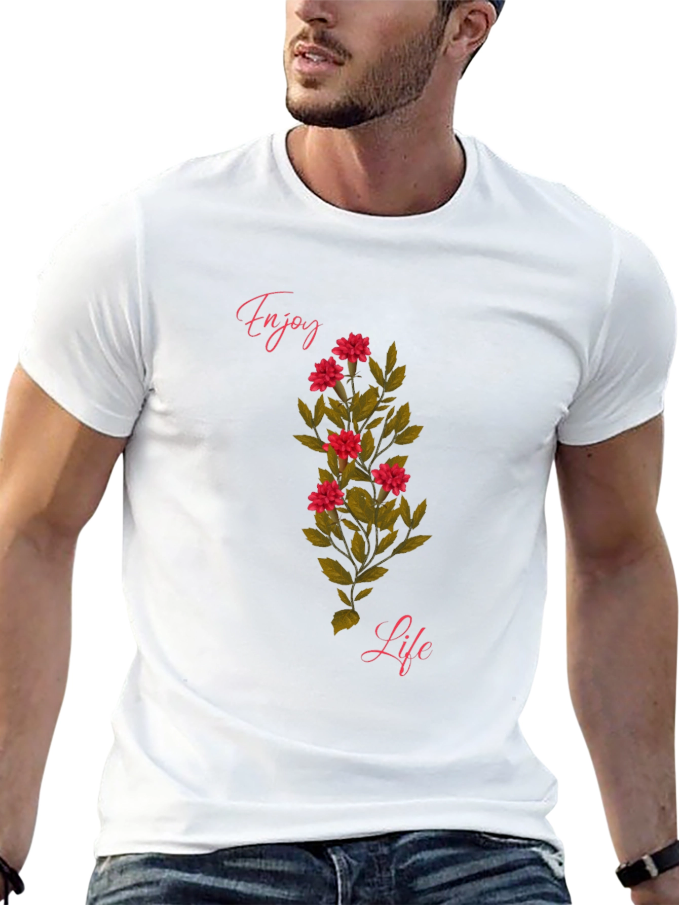 Enjoy Life Graphic T-Shirt - Floral Design