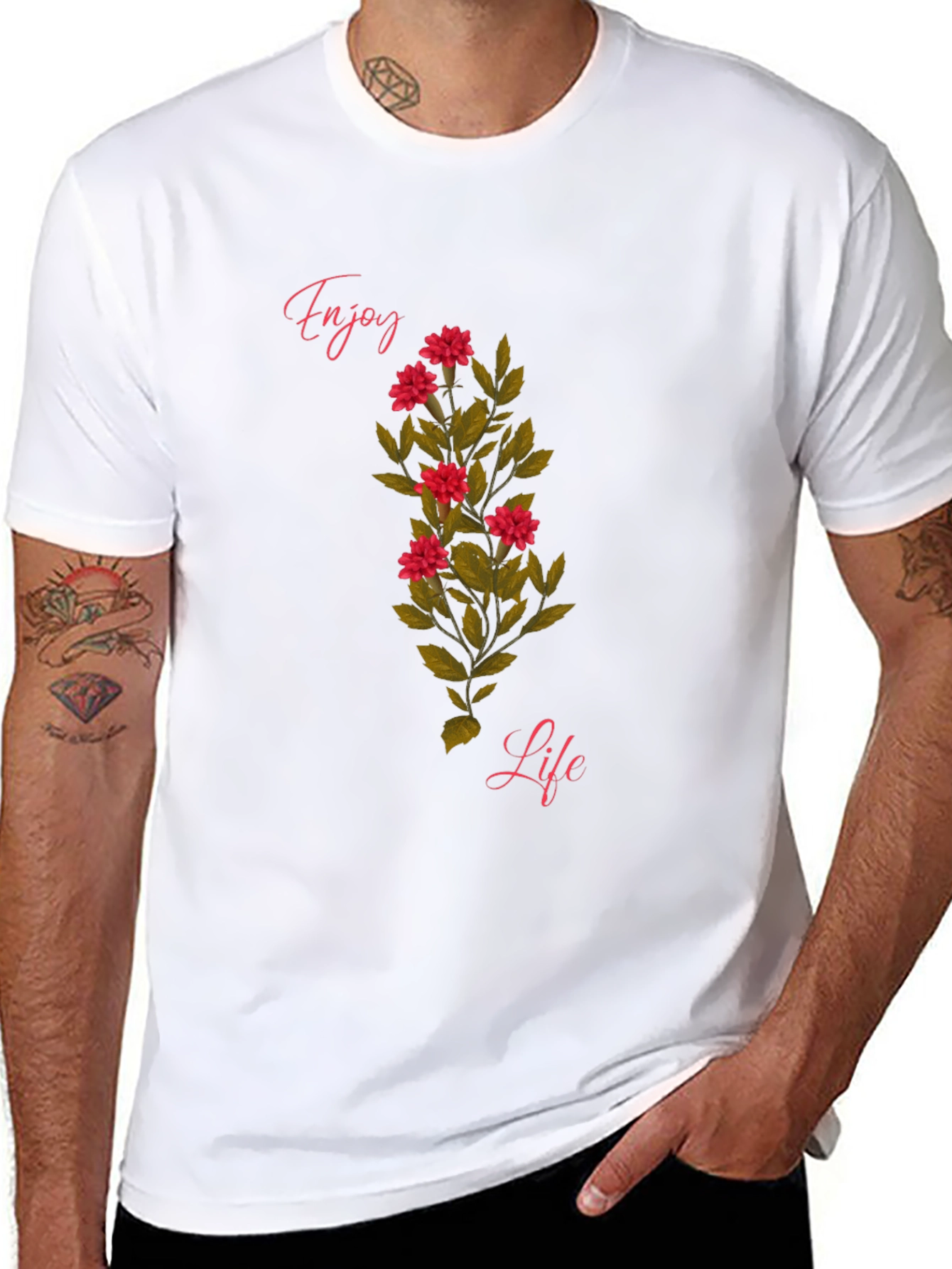 Enjoy Life Graphic T-Shirt - Floral Design
