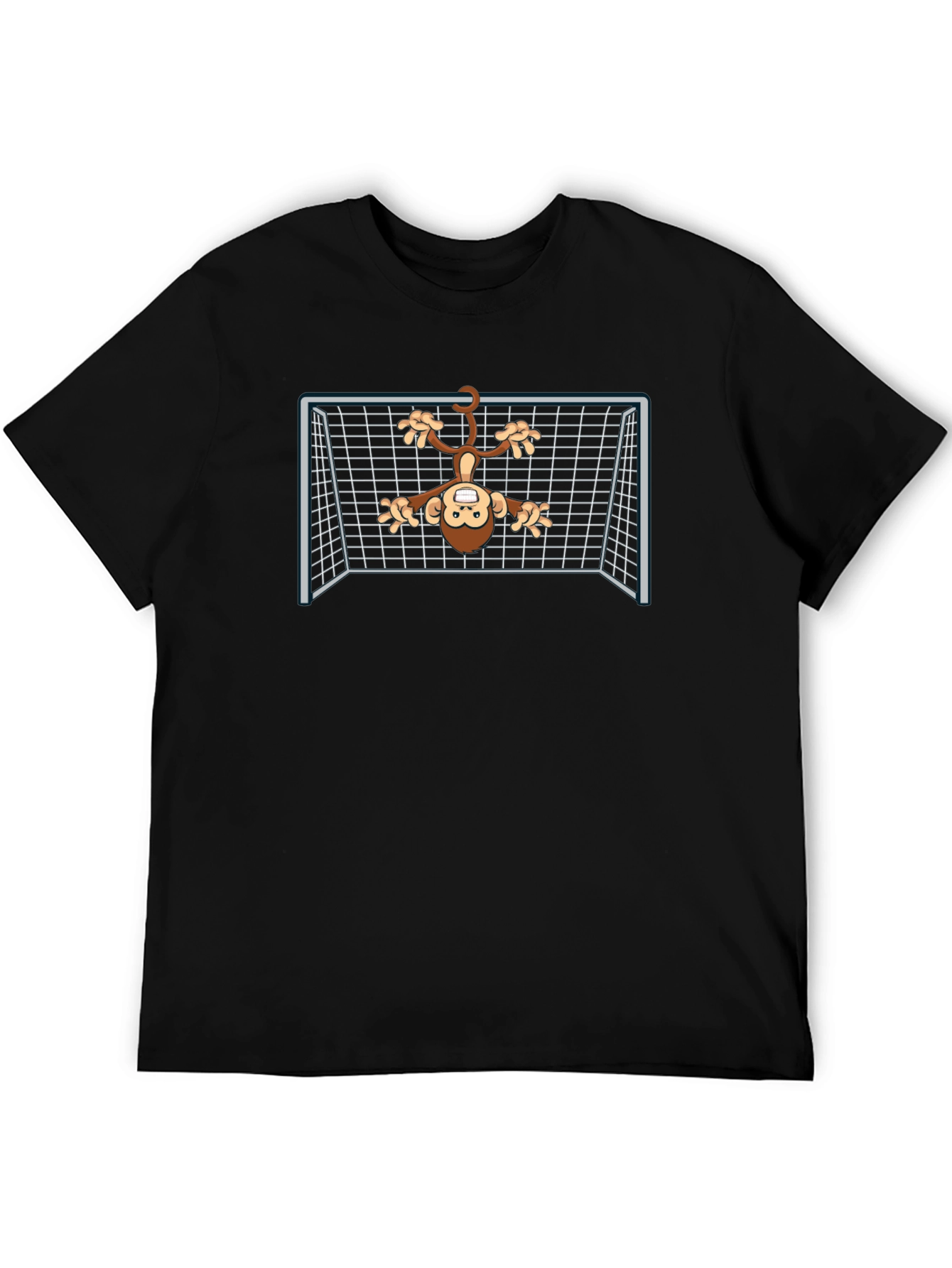 Monkey Goalie Graphic Tee - Black Cotton T-Shirt