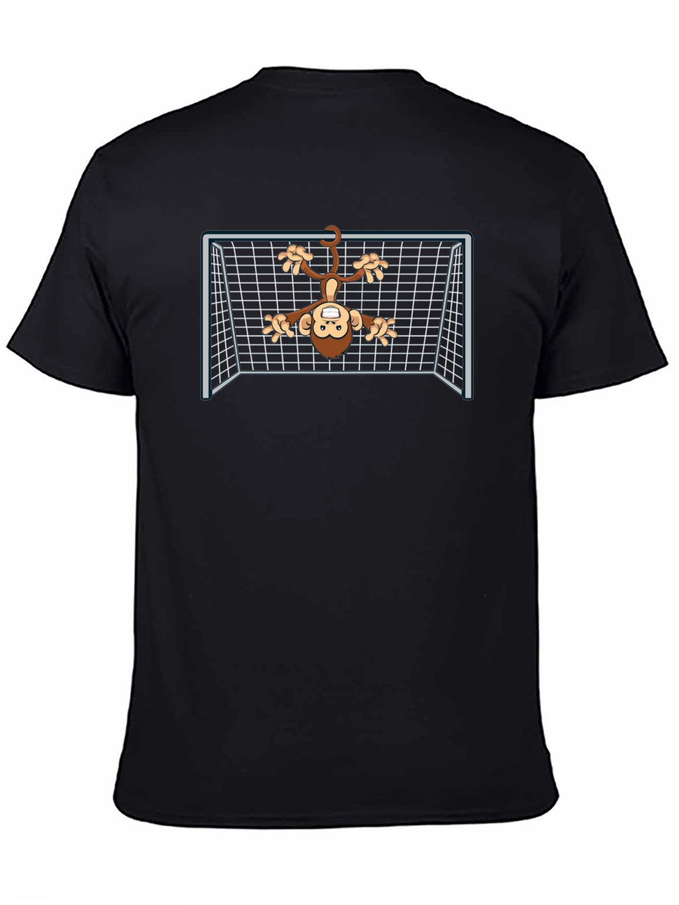 Monkey Goalie Graphic Tee - Black Cotton T-Shirt