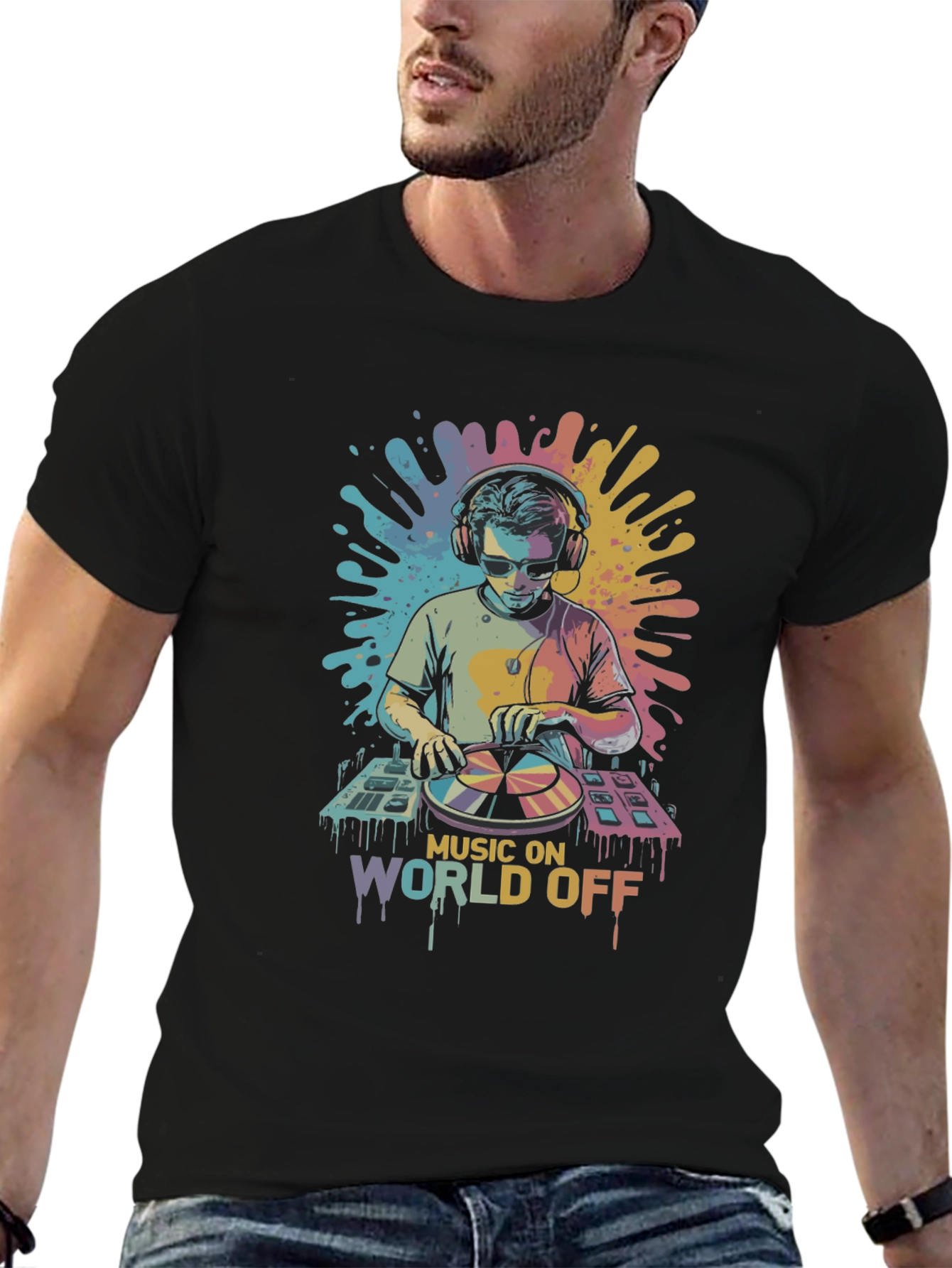 Music On World Off DJ Graphic Tee