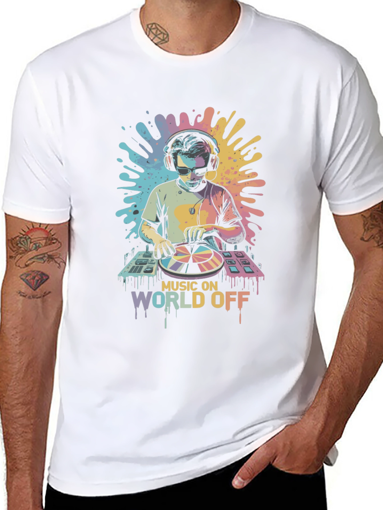Music On World Off DJ Graphic Tee