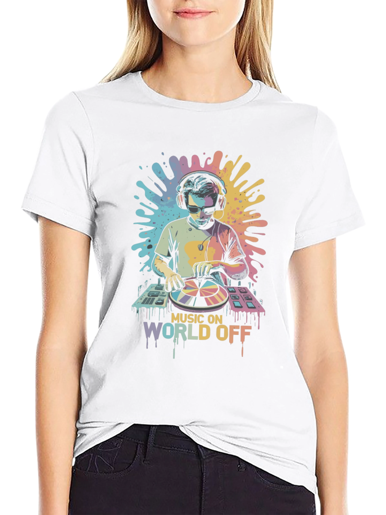 Music On World Off DJ Graphic Tee
