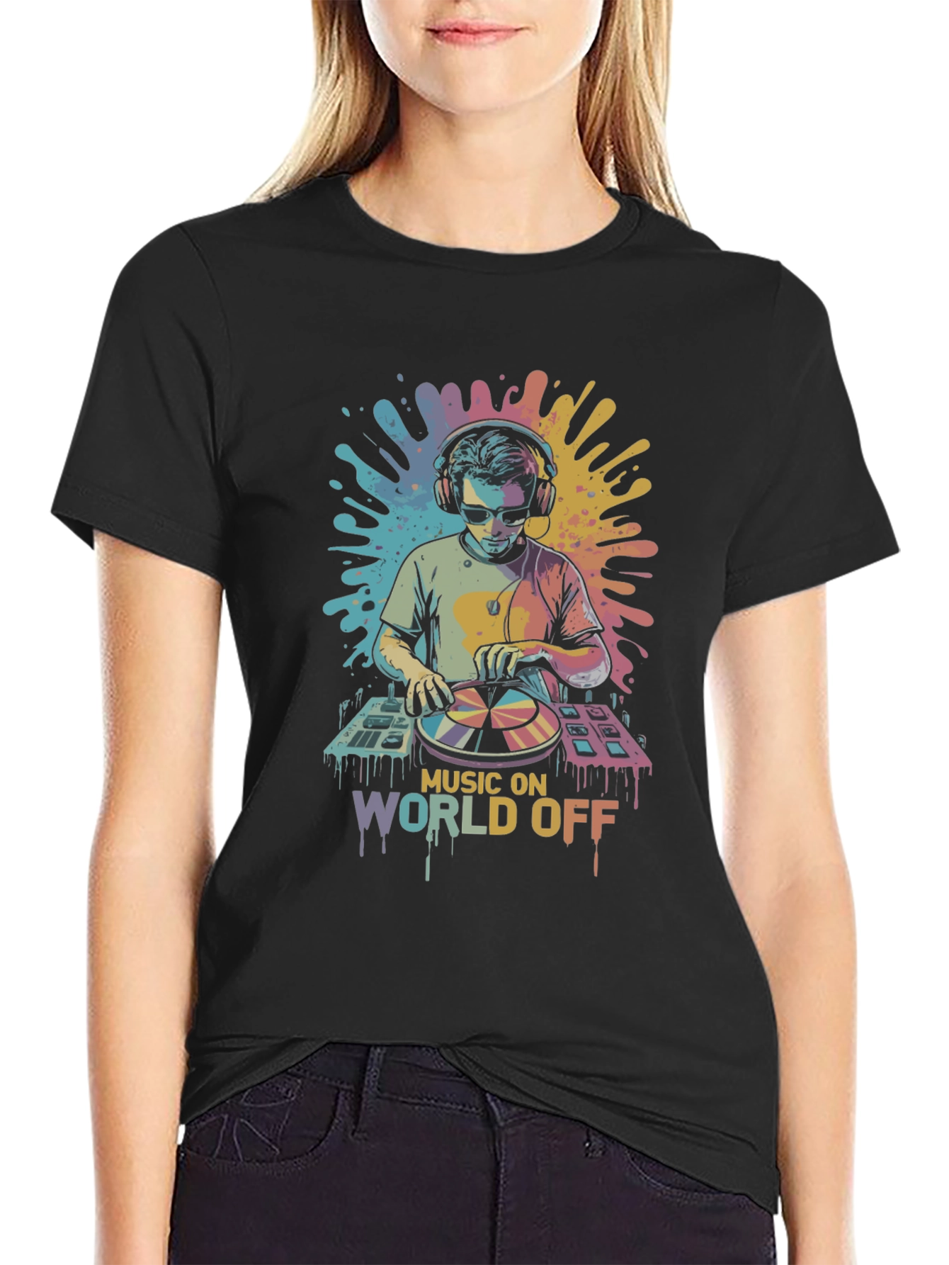 Music On World Off DJ Graphic Tee