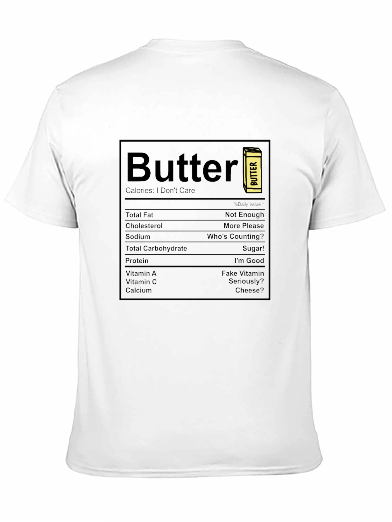 Funny Butter Nutrition Facts Black T-Shirt