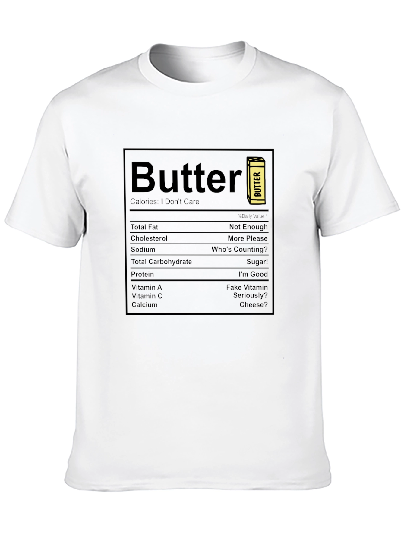 Funny Butter Nutrition Facts Black T-Shirt