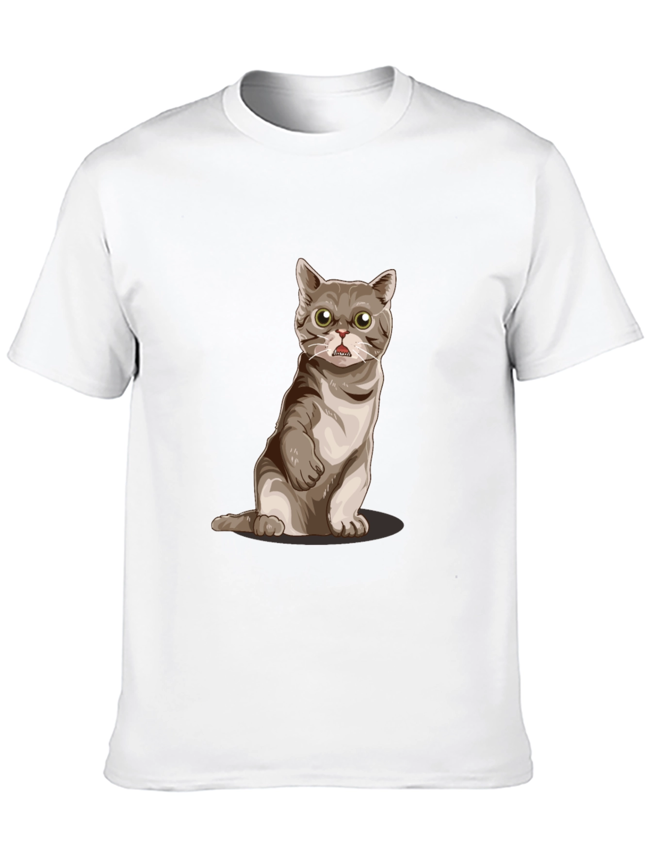 Funny Cat Graphic Tee - Black Cotton Comfort