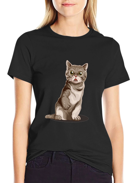 Funny Cat Graphic Tee - Black Cotton Comfort