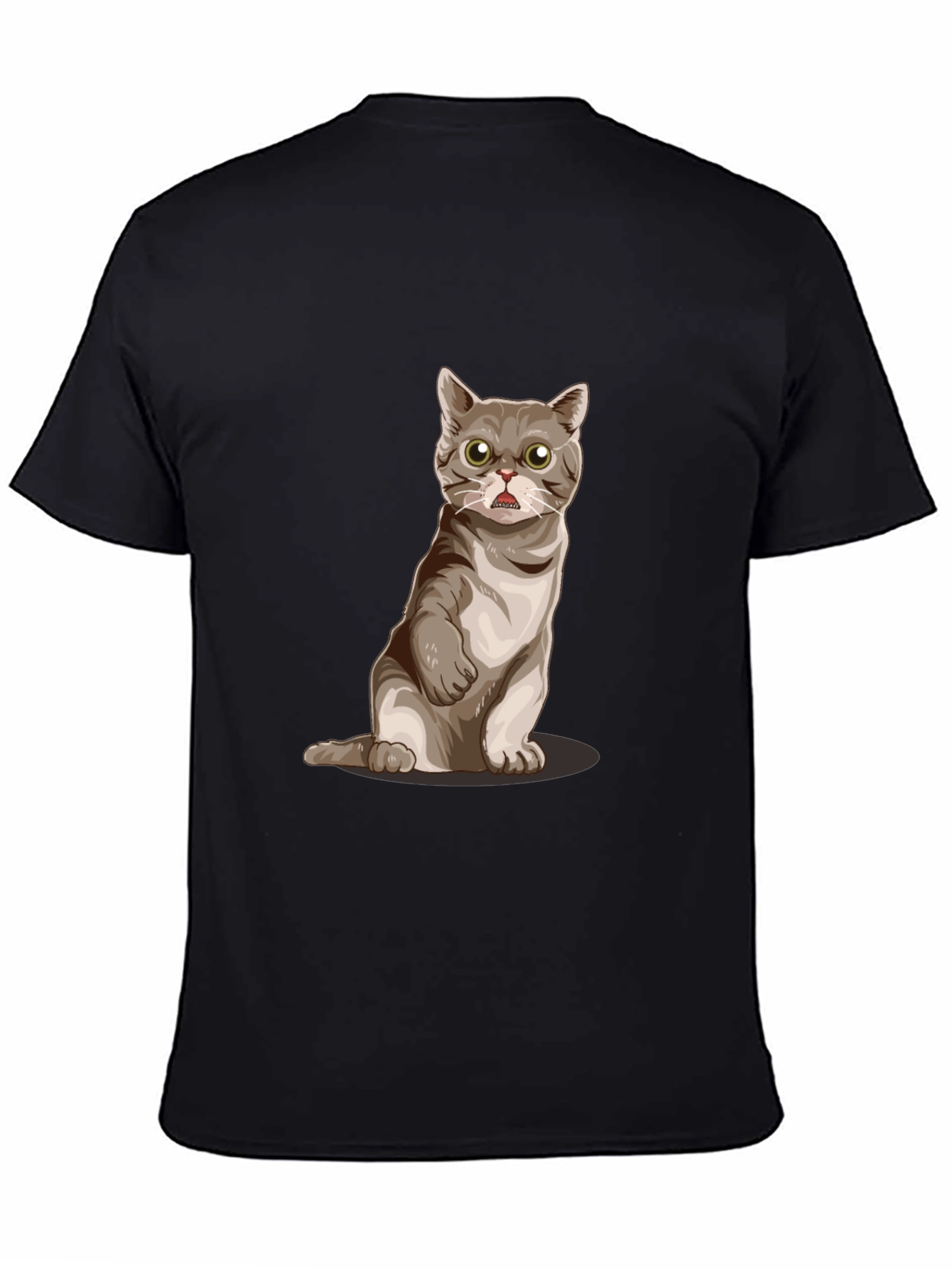 Funny Cat Graphic Tee - Black Cotton Comfort