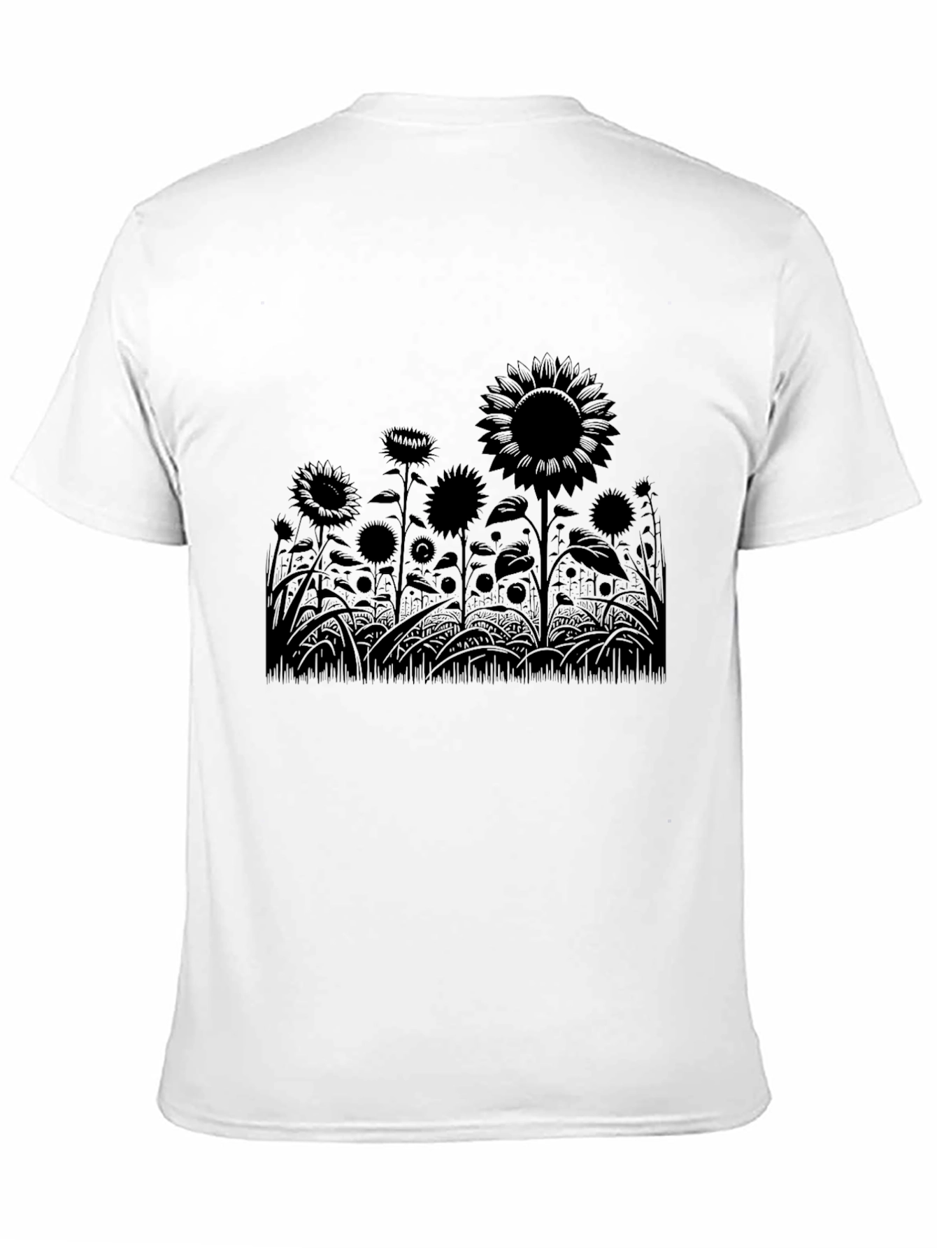 Black Sunflower Field Graphic T-Shirt