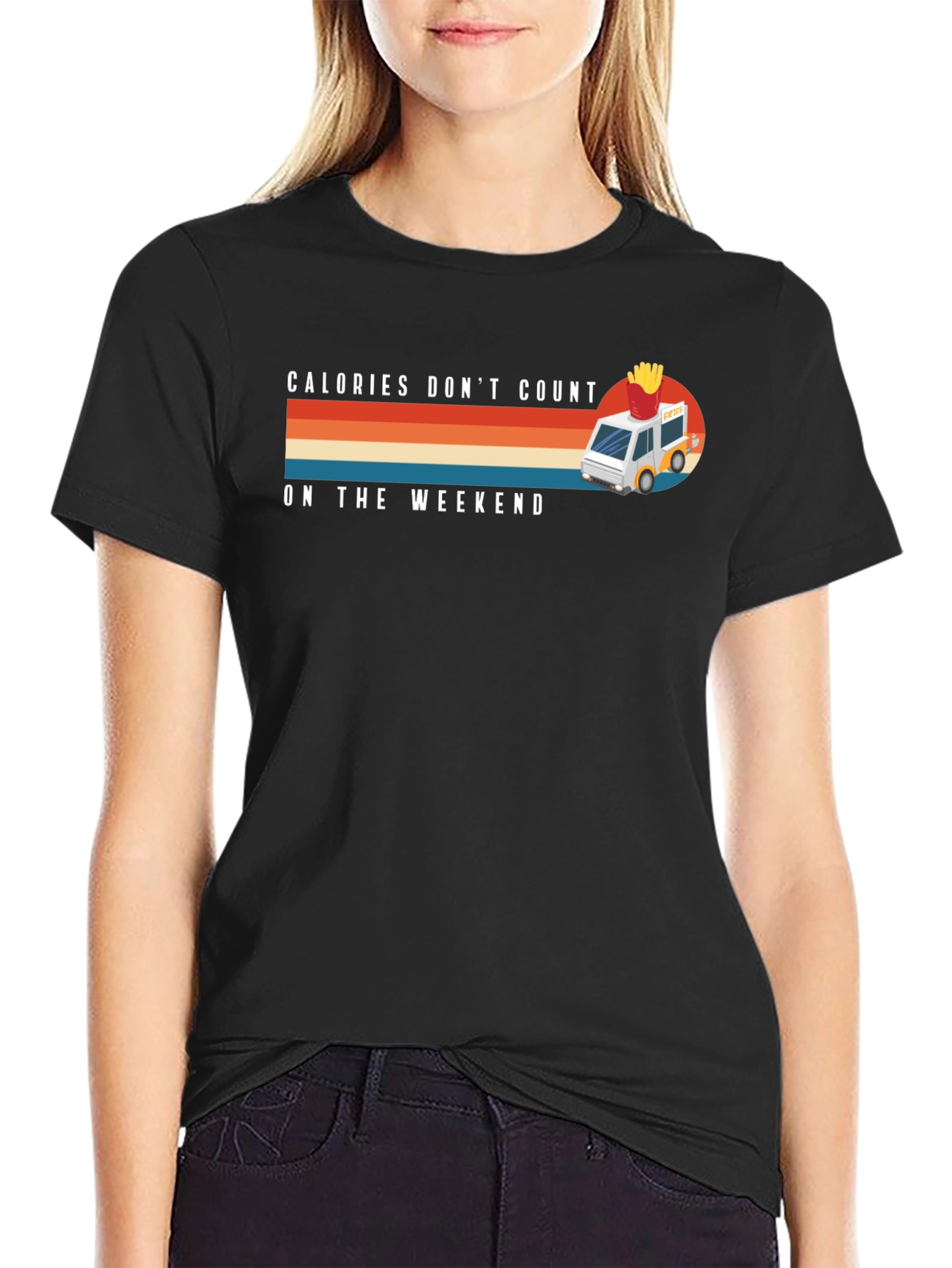 Calories Dont Count Weekend Black Graphic Tee