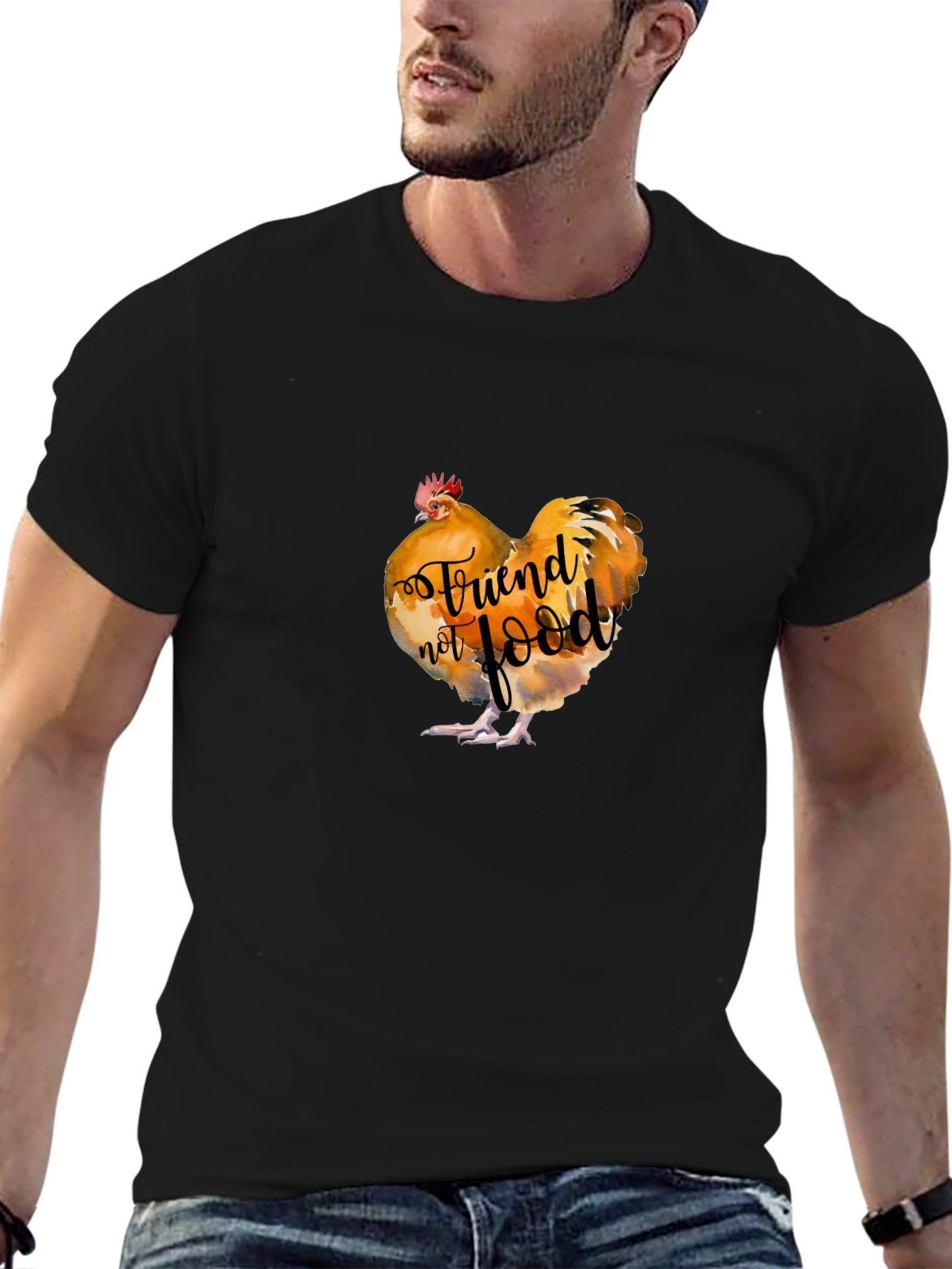 Vegan Rooster Graphic Tee - Friend Not Food