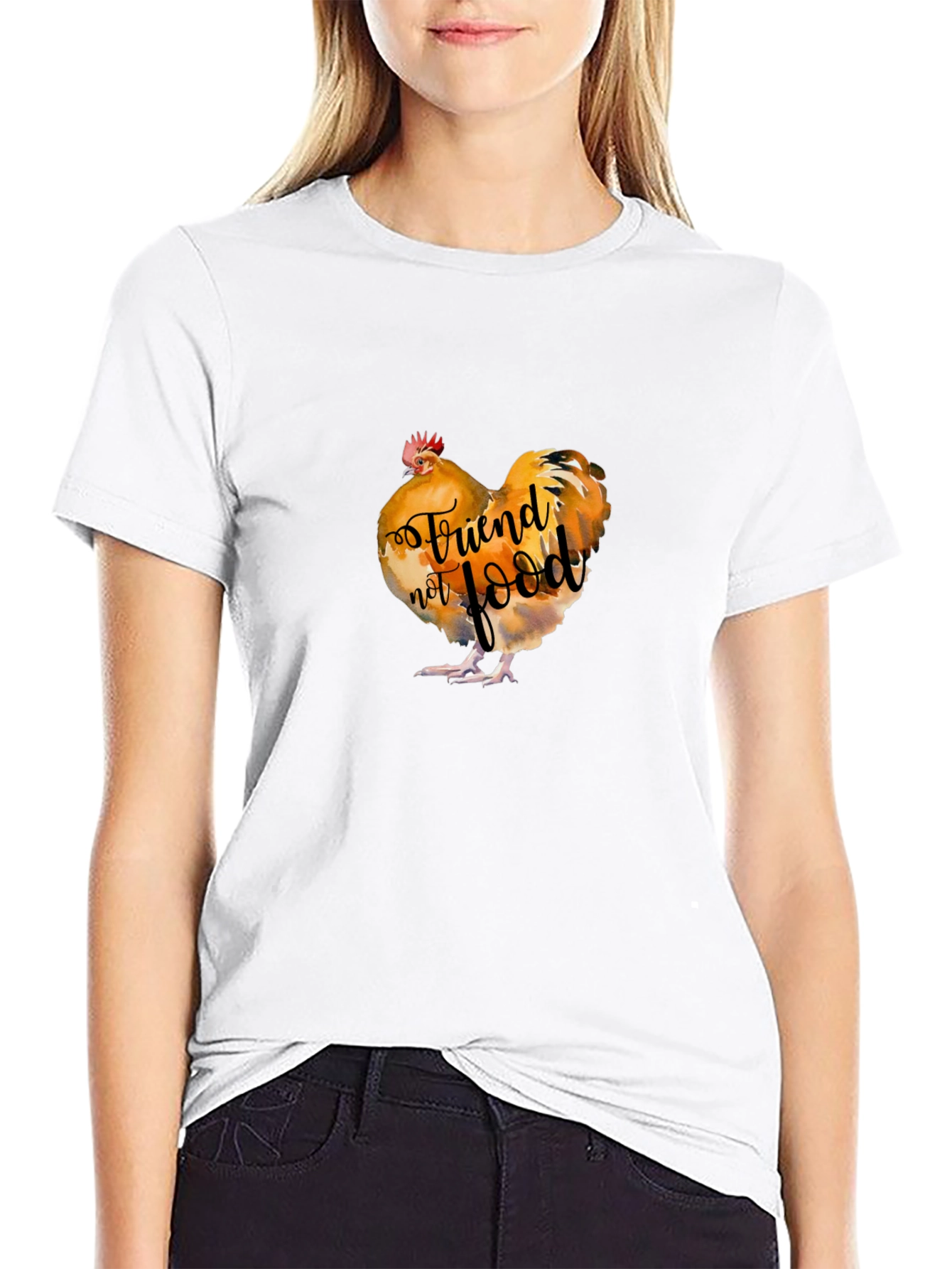 Vegan Rooster Graphic Tee - Friend Not Food