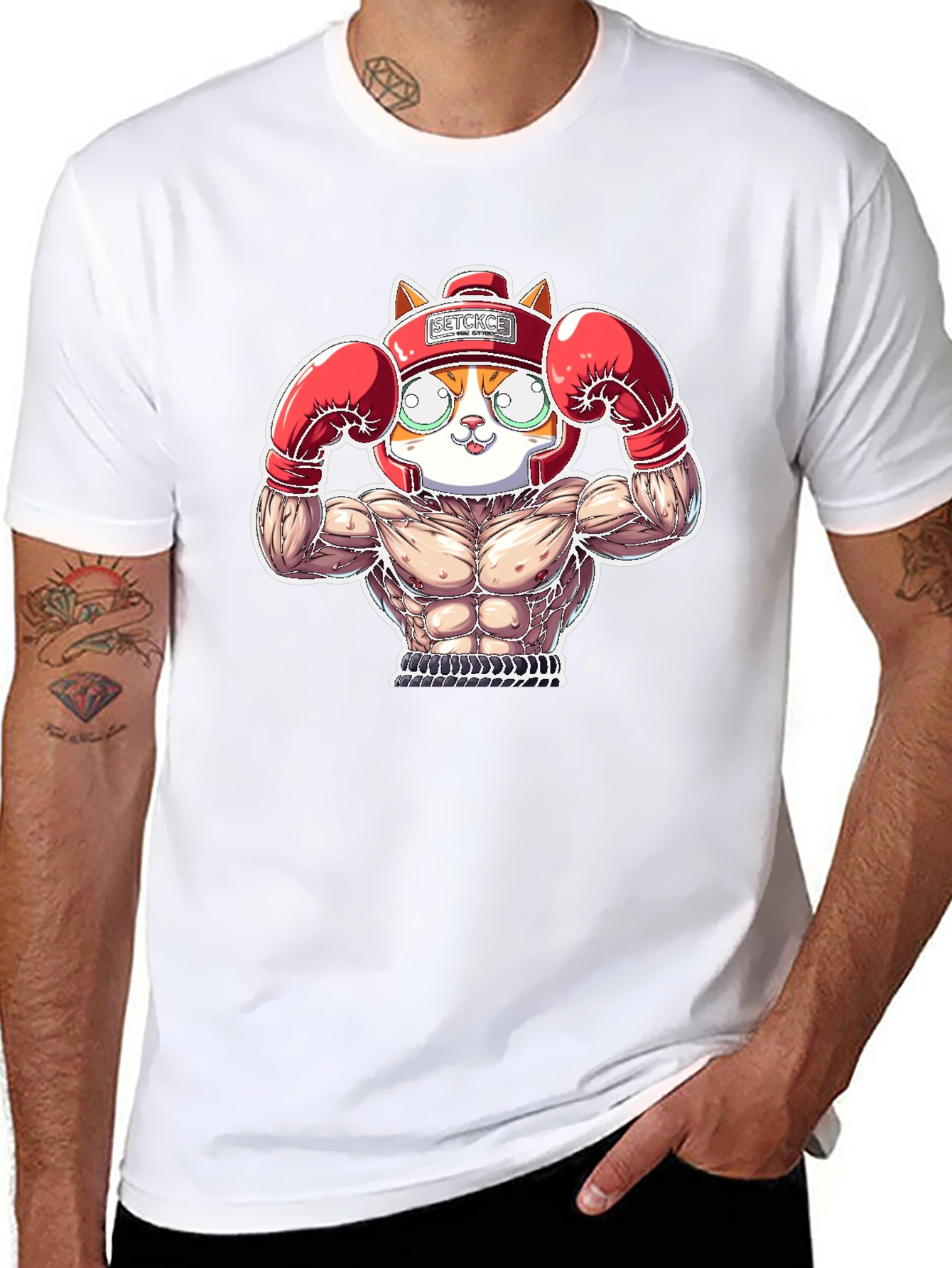 Boxer Cat Graphic Tee - Funny Animal T-Shirt