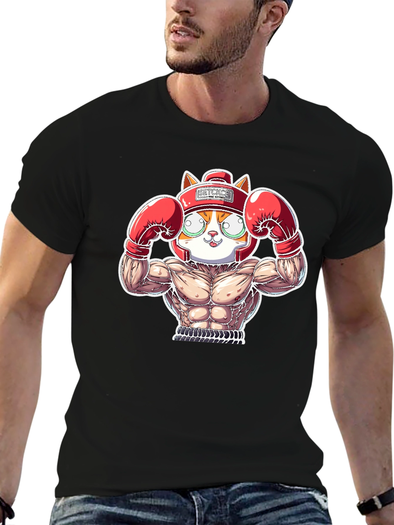Boxer Cat Graphic Tee - Funny Animal T-Shirt