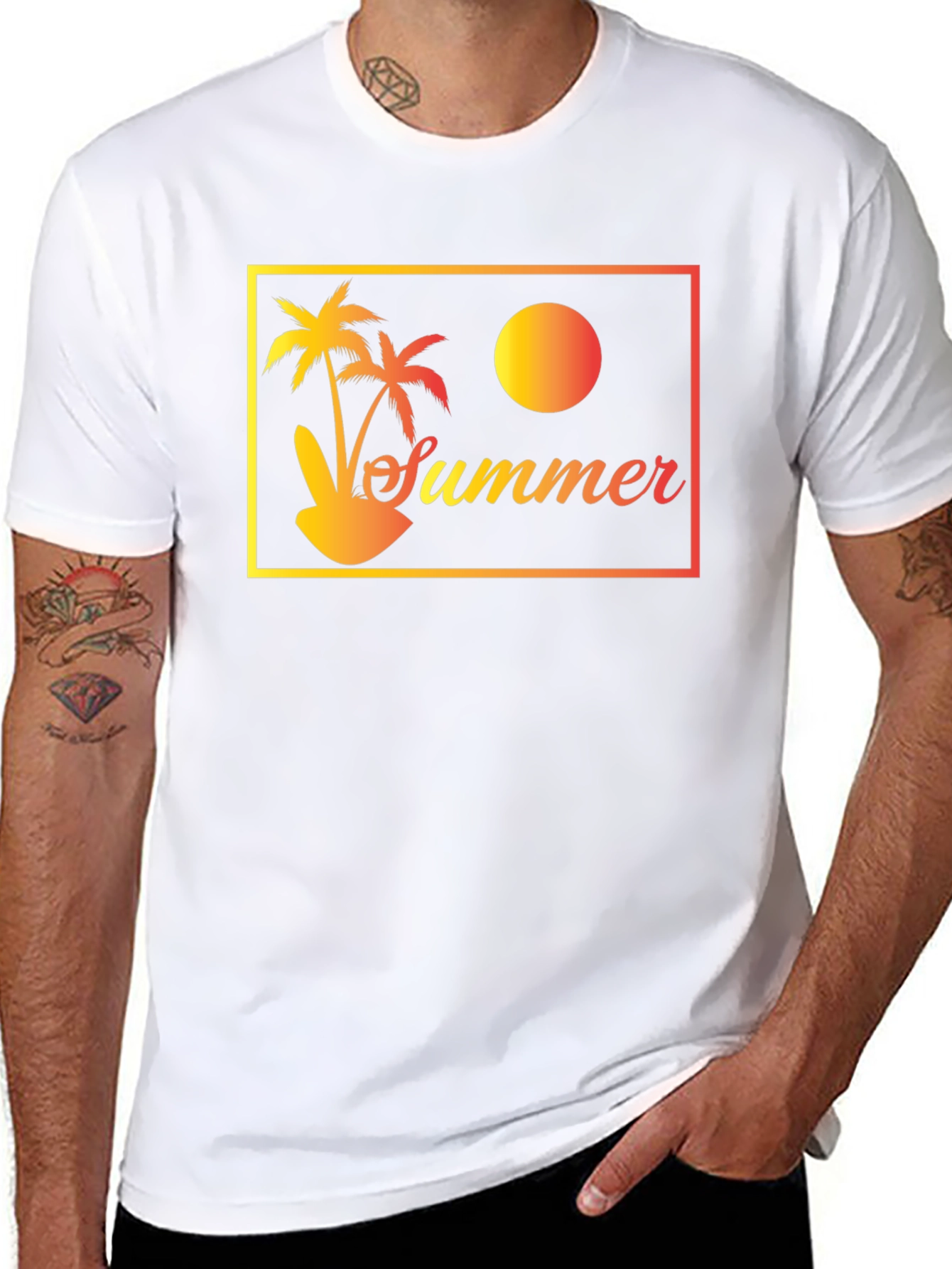 Summer Palm T-Shirt - Tropical Vacation Vibes