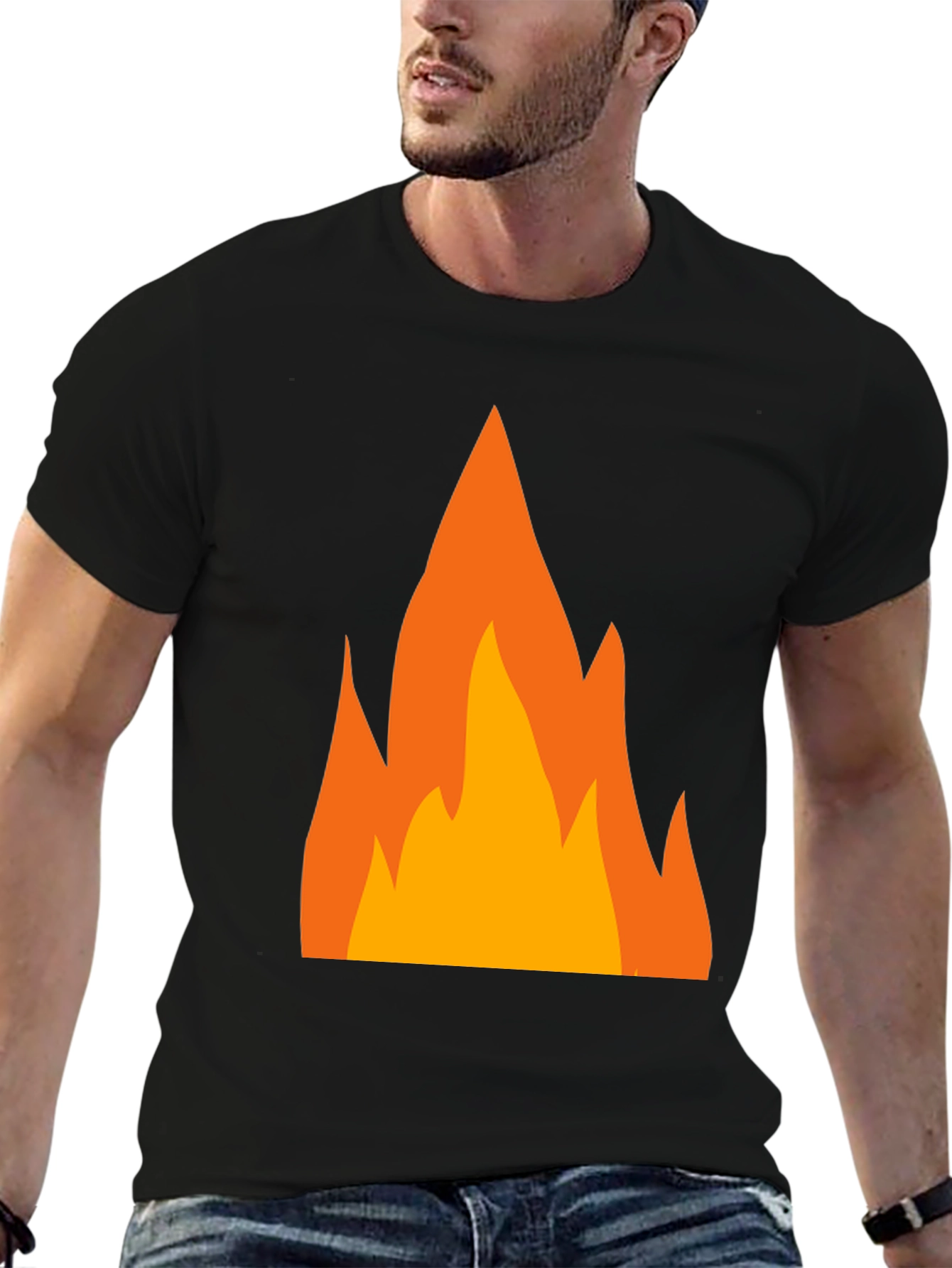 Flame Graphic T-Shirt - Bold Black Tee