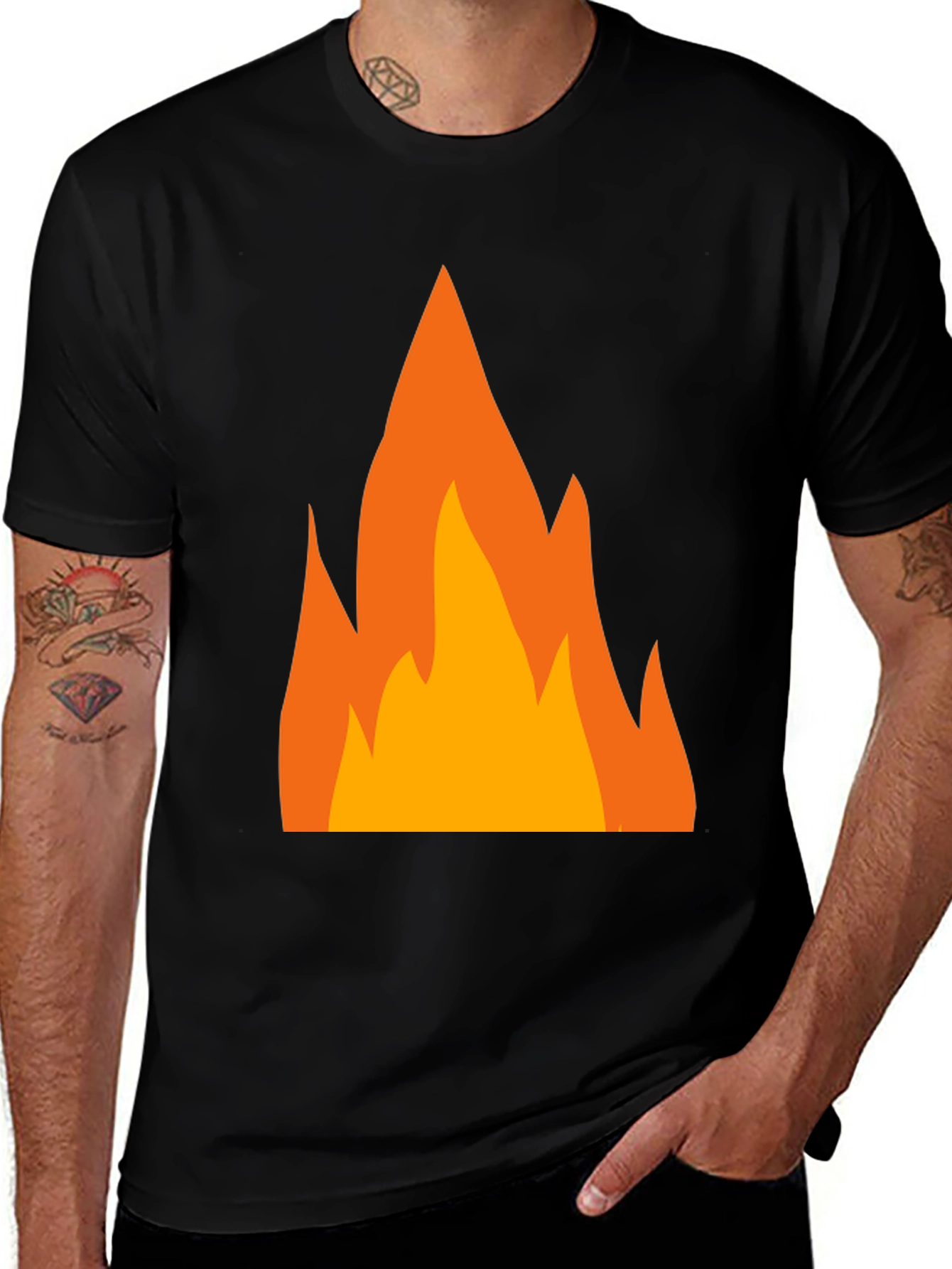 Flame Graphic T-Shirt - Bold Black Tee