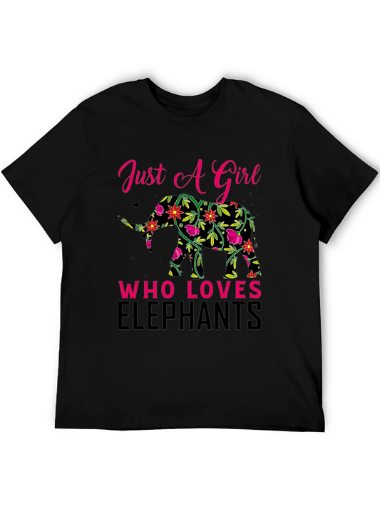 Floral Elephant Lover T-Shirt - Just a Girl Who Loves Elephants