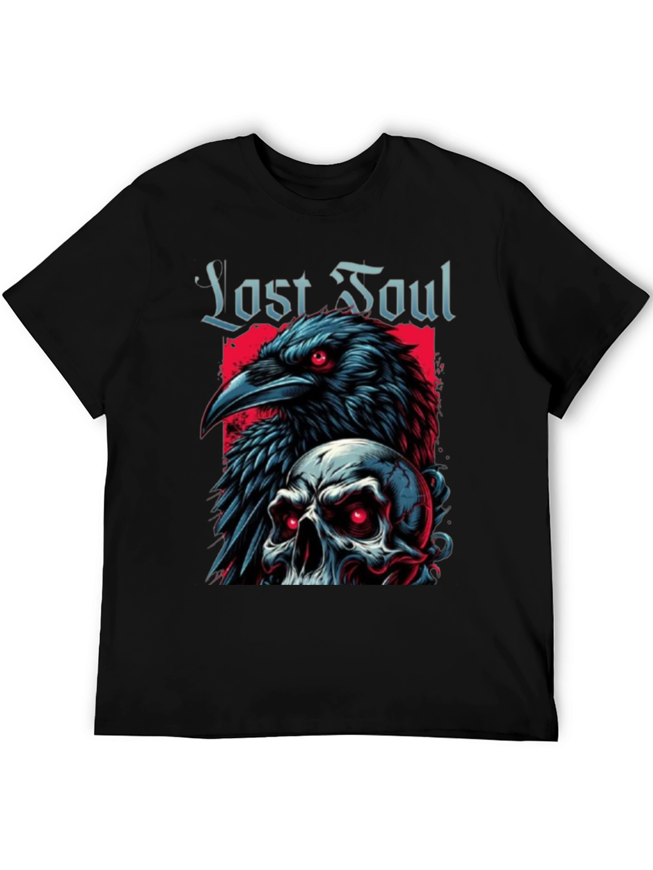 Lost Soul Raven Skull Graphic T-Shirt