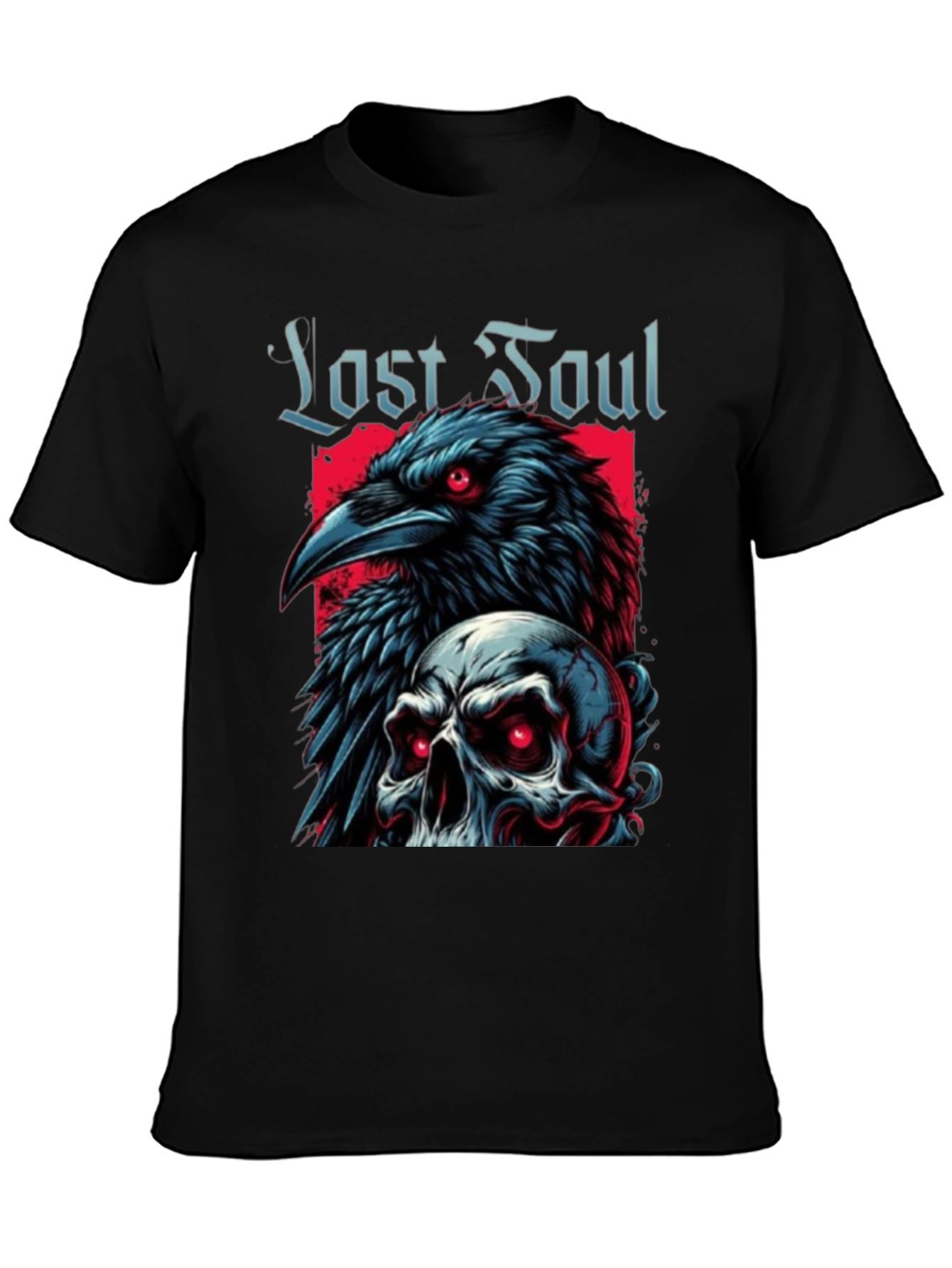 Lost Soul Raven Skull Graphic T-Shirt