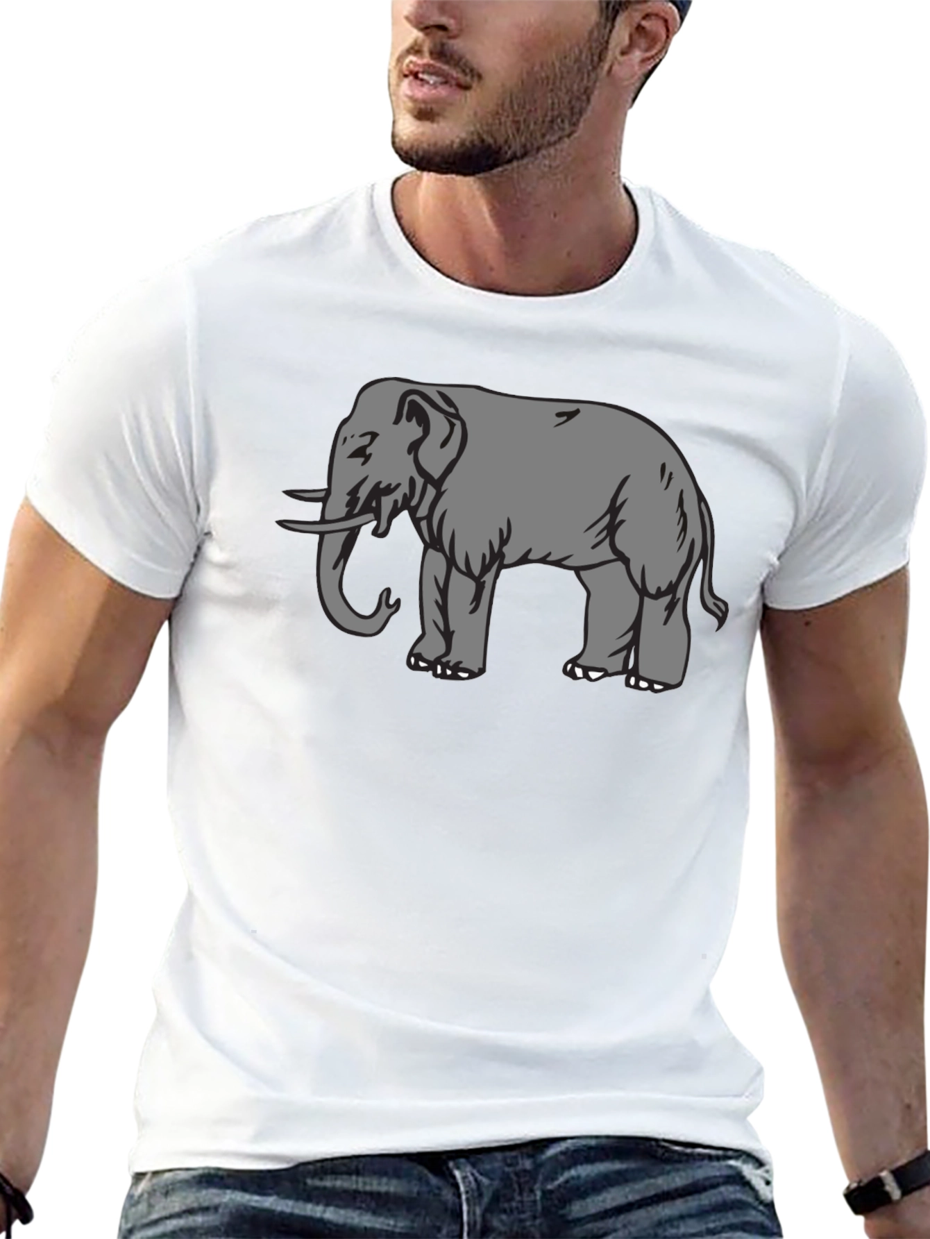 Elephant Graphic Black T-Shirt for Men