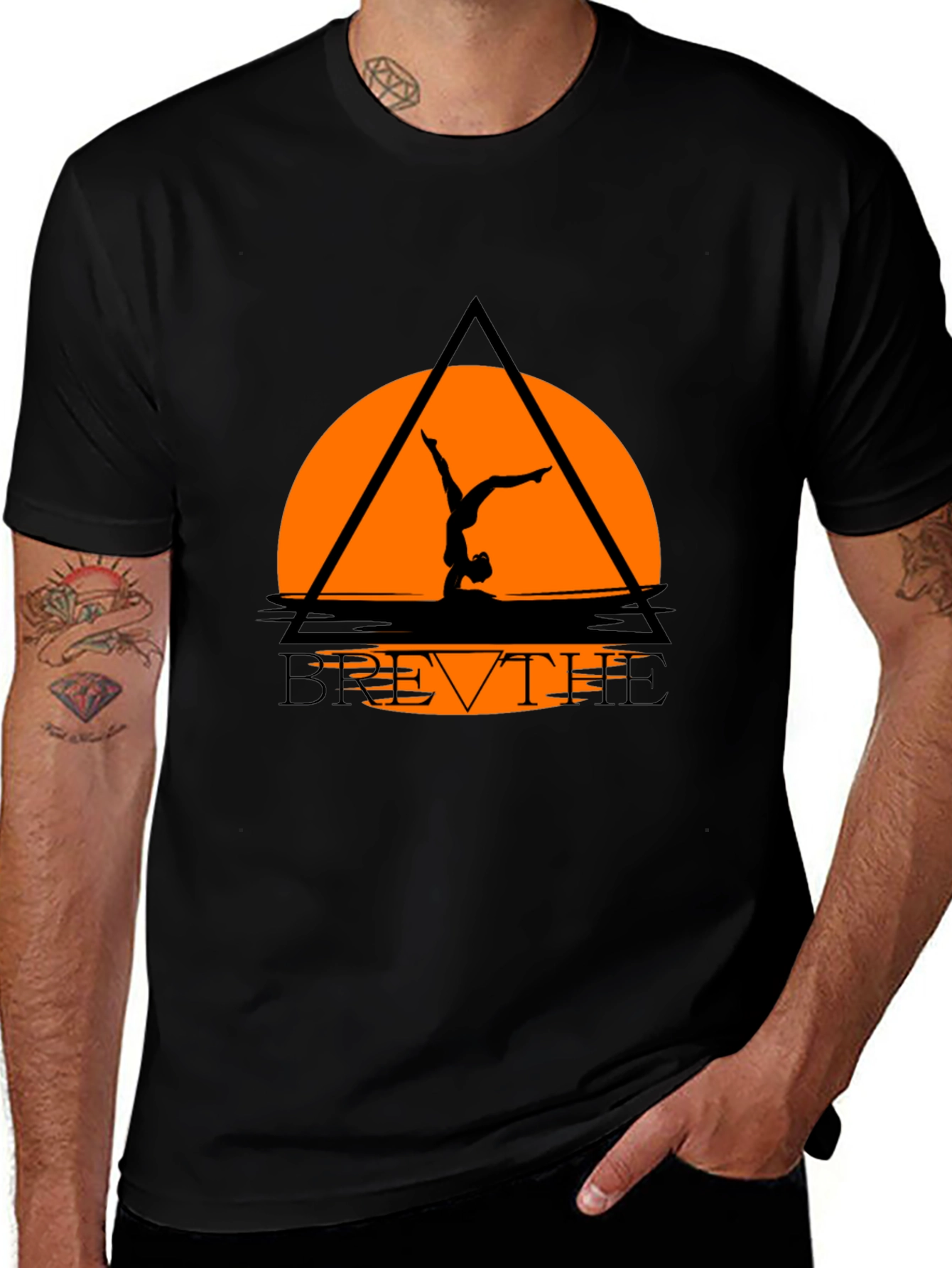 Breathe Yoga Graphic Tee - Black Relaxed Fit