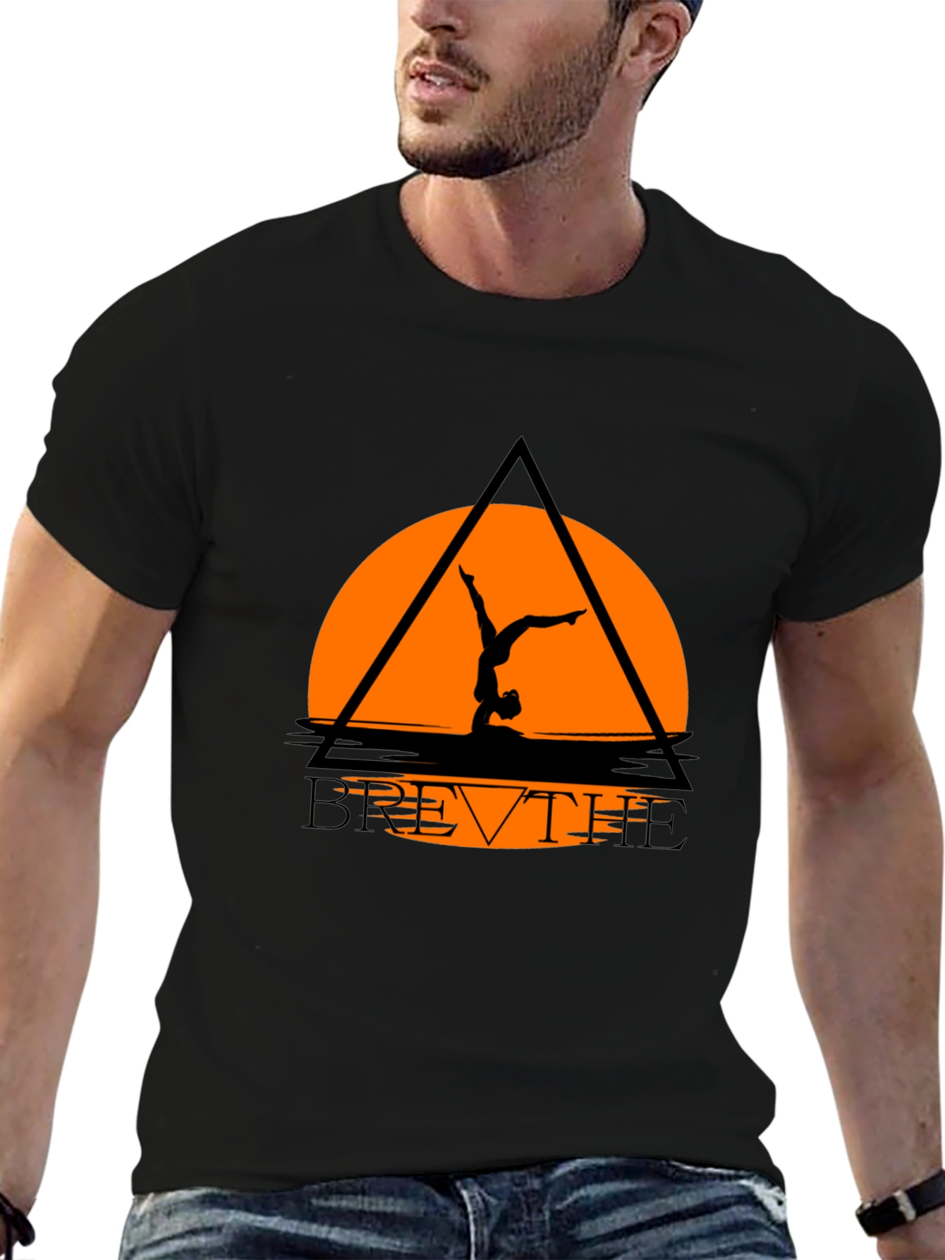 Breathe Yoga Graphic Tee - Black Relaxed Fit