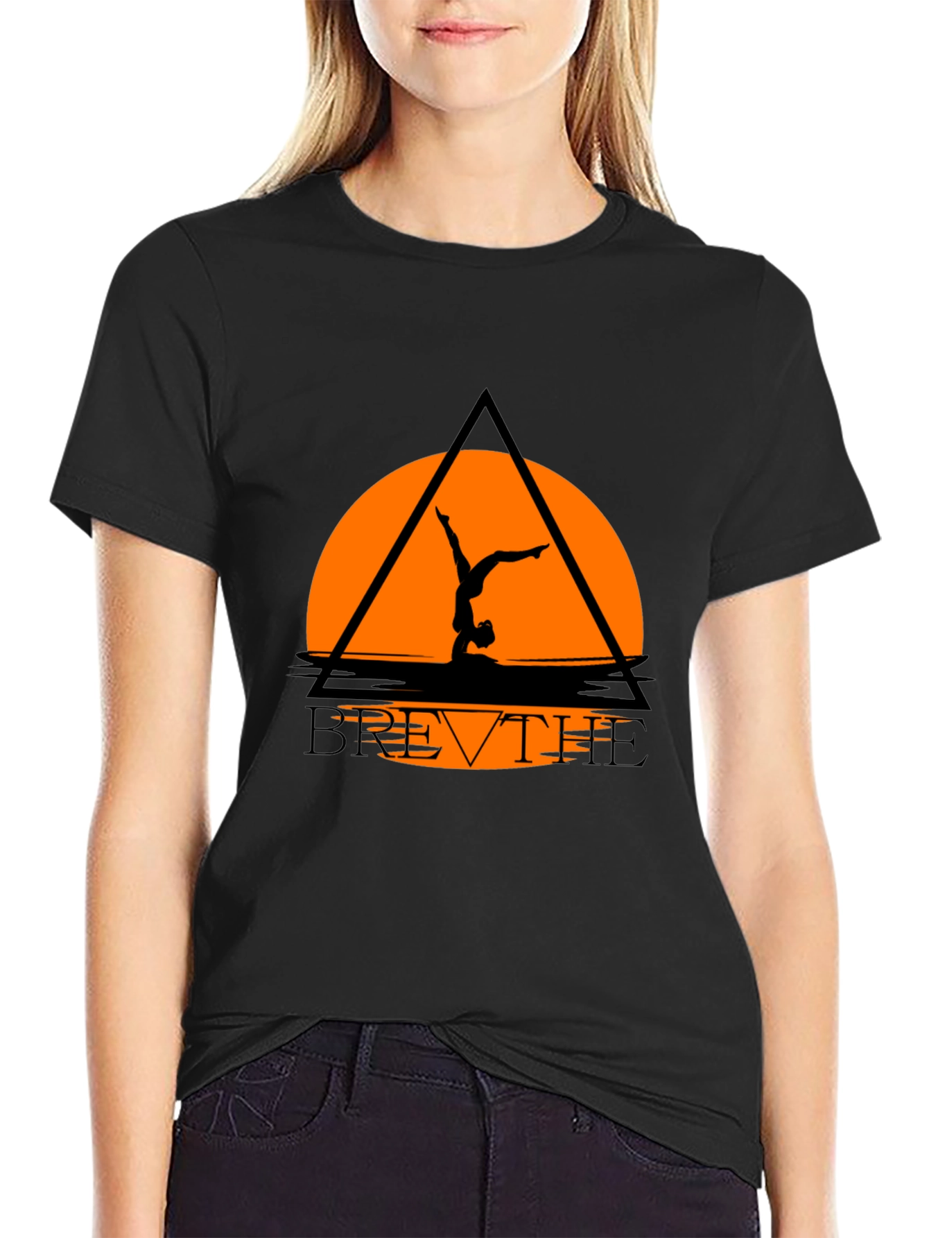 Breathe Yoga Graphic Tee - Black Relaxed Fit