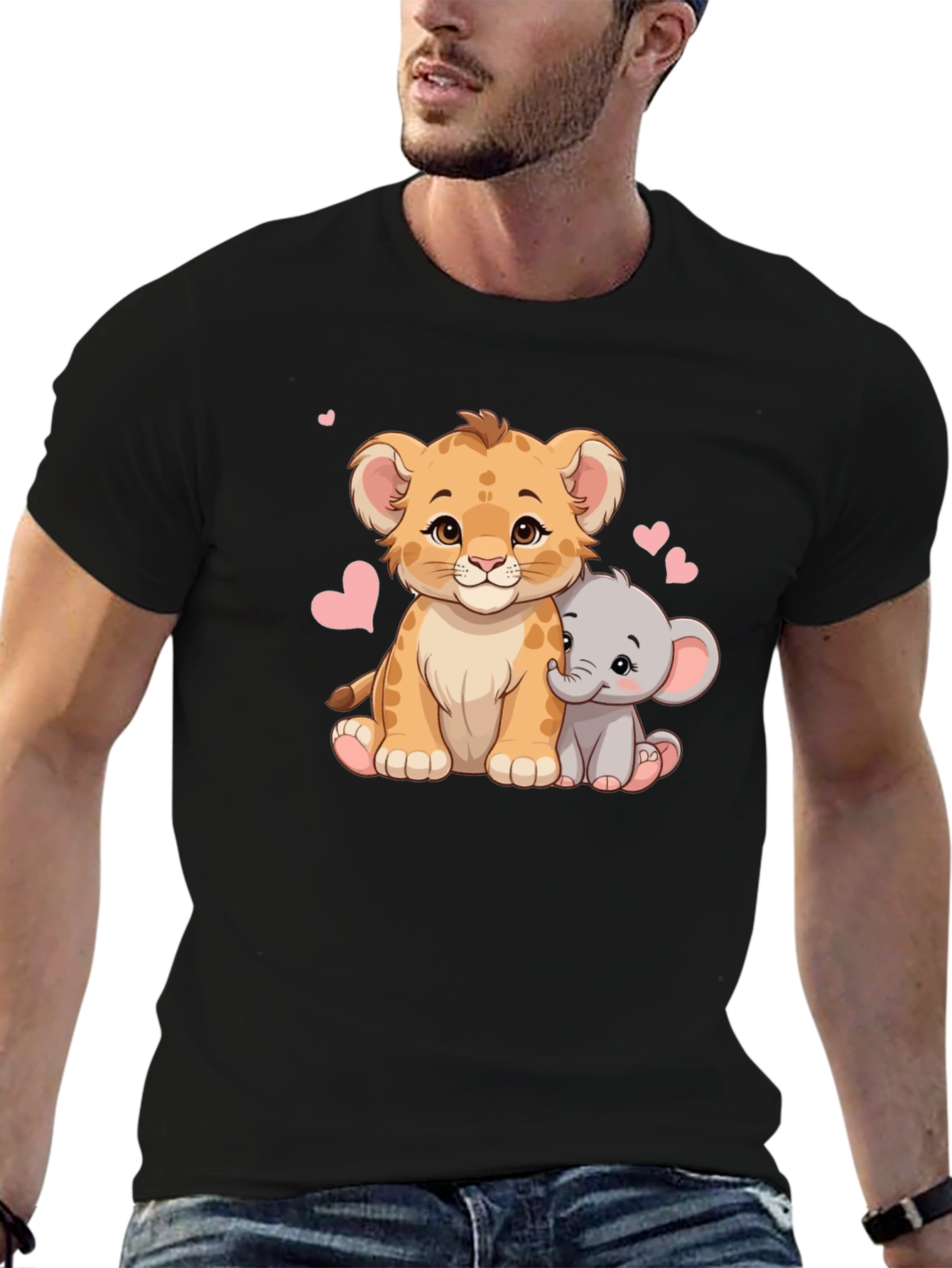 Cute Lion & Elephant Heart Tee