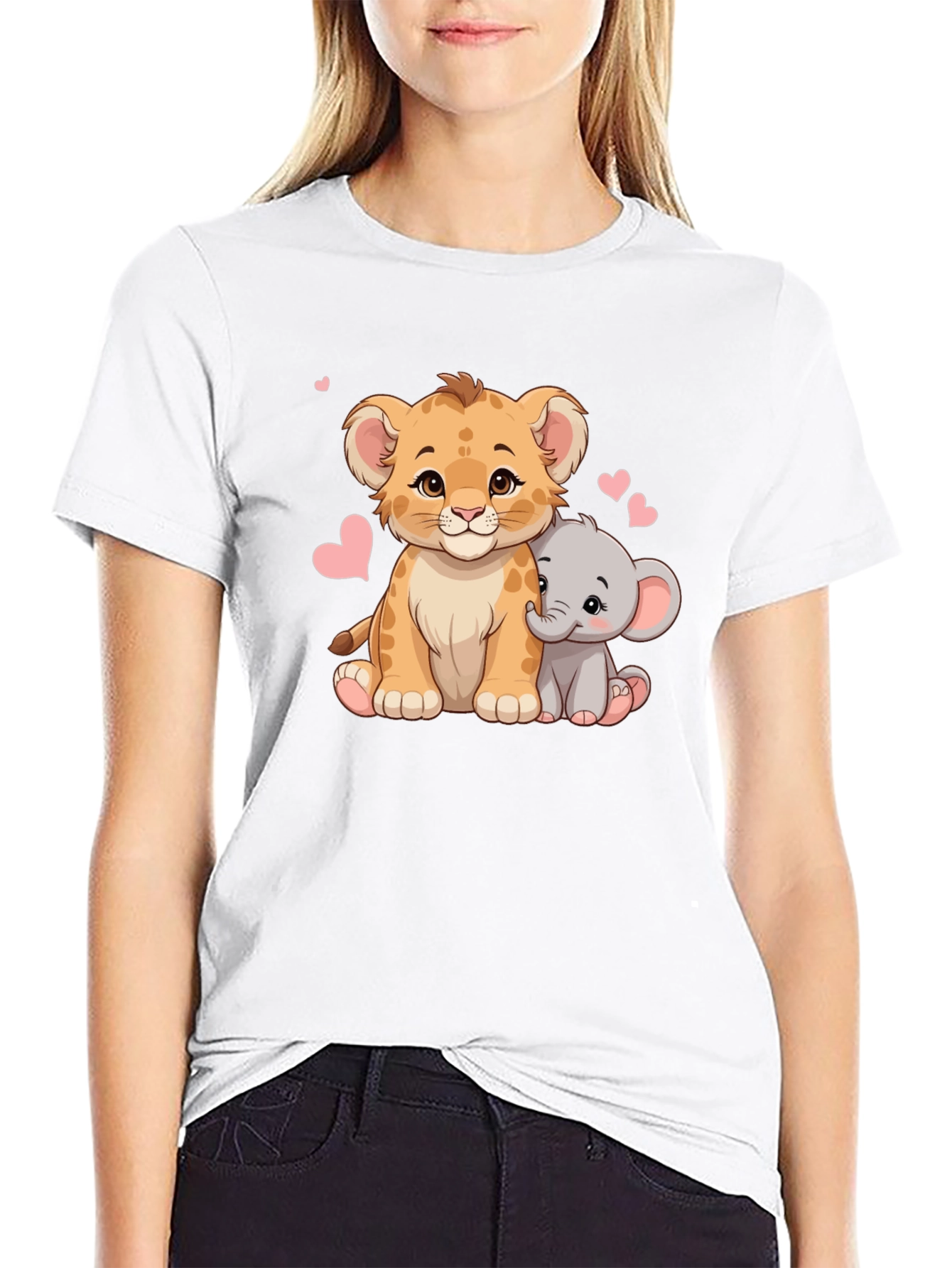 Cute Lion & Elephant Heart Tee