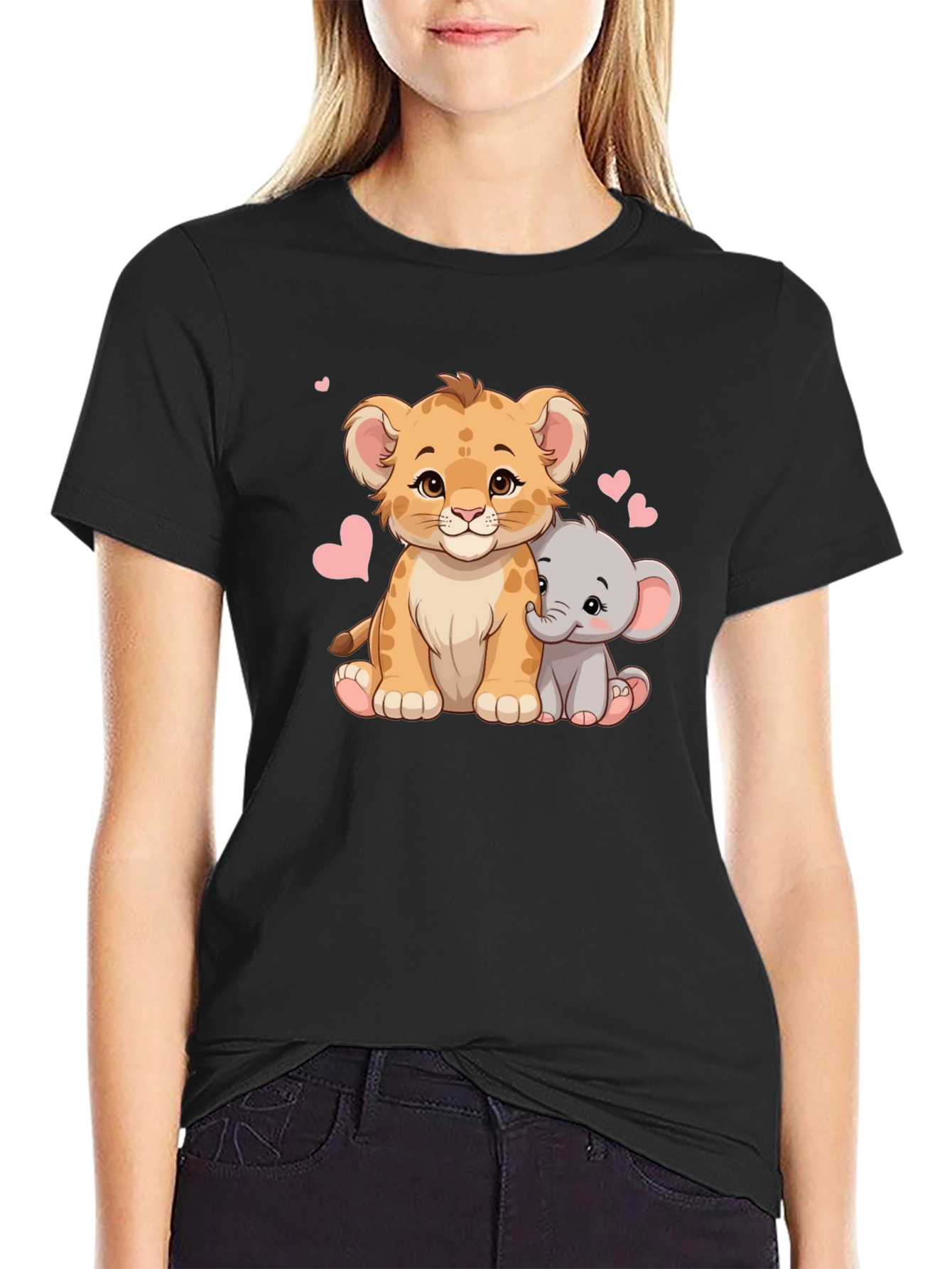 Cute Lion & Elephant Heart Tee