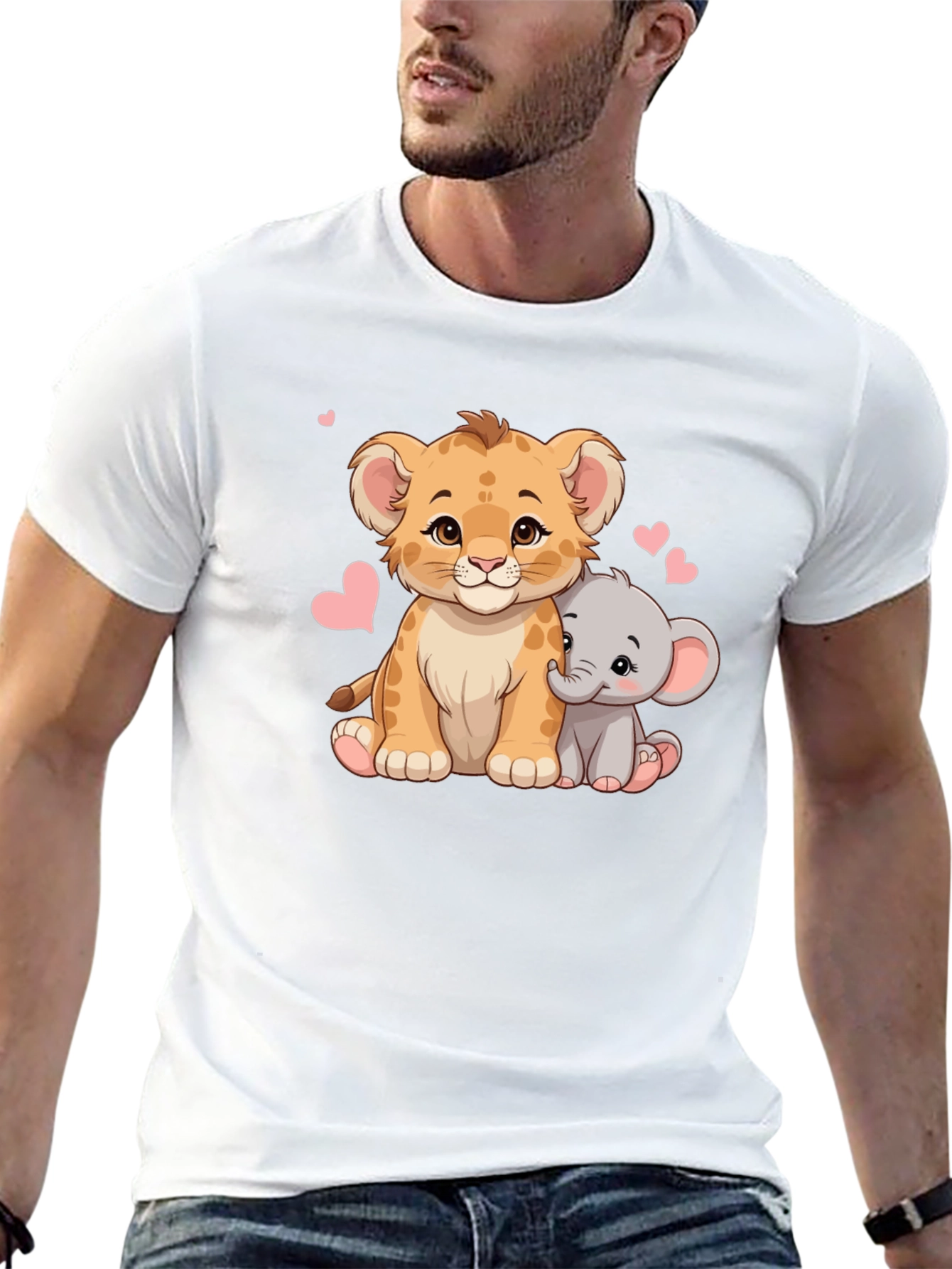 Cute Lion & Elephant Heart Tee