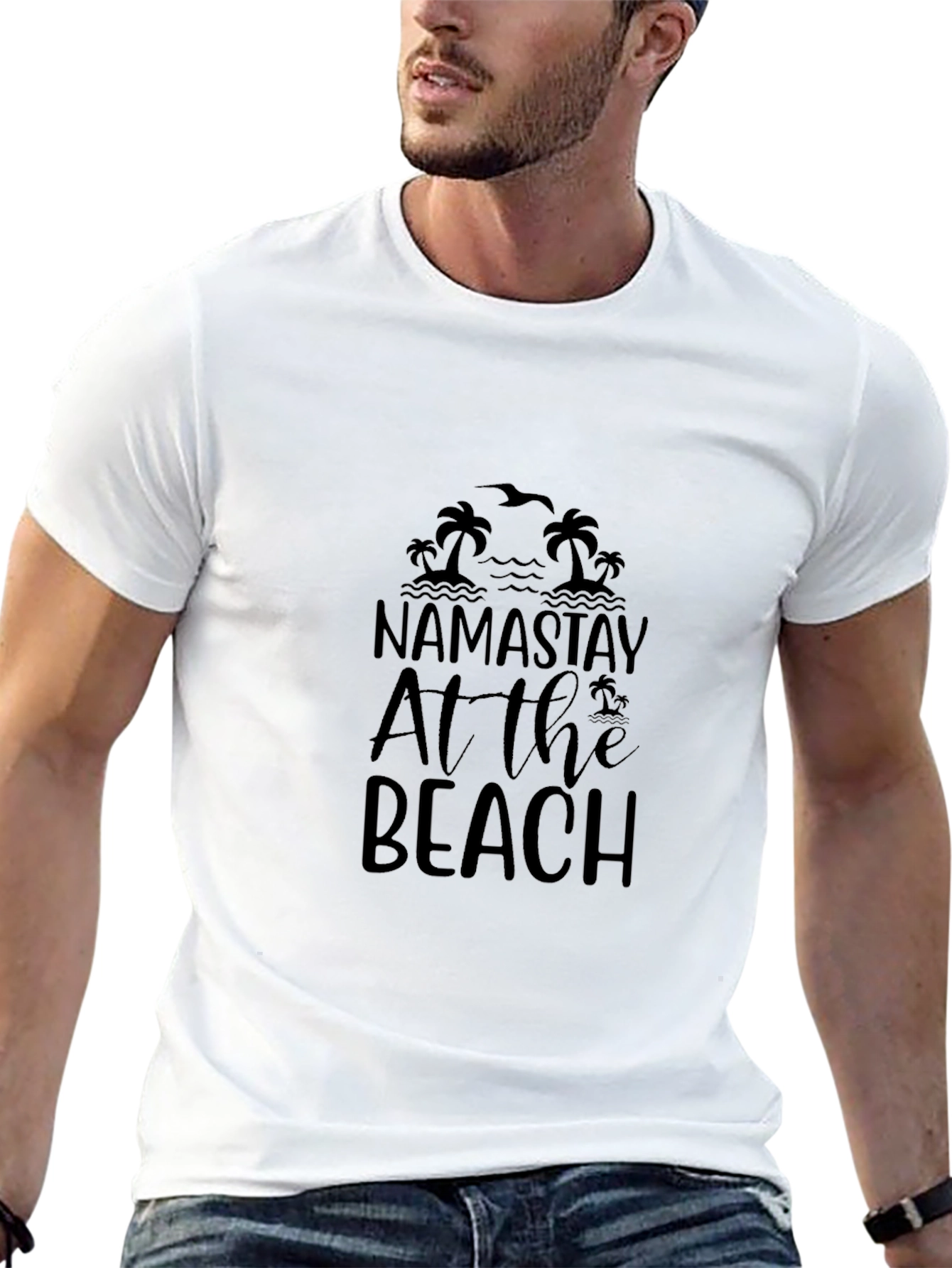 Namastay At The Beach Black Graphic Tee